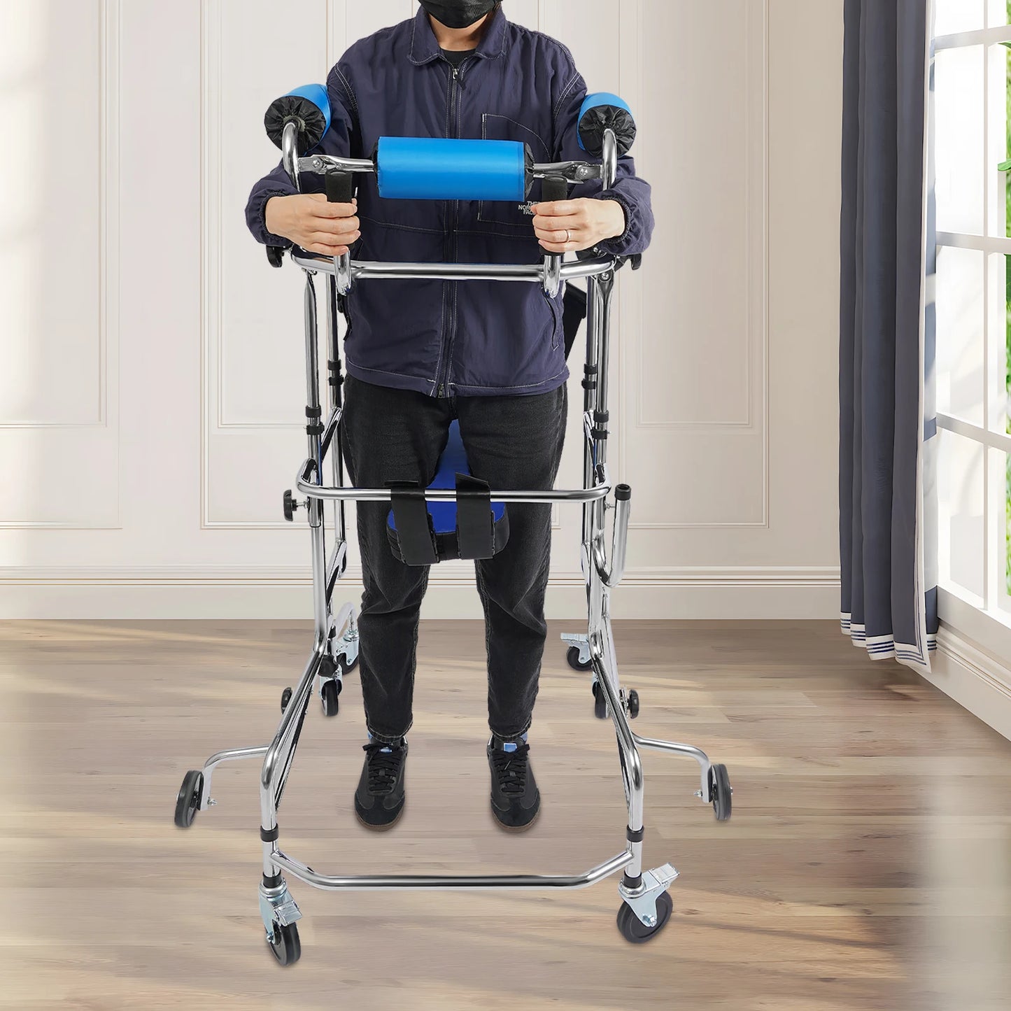 Rollator Walker Eight Wheel Adjustable Mobility Aid 220 Pound Capacity