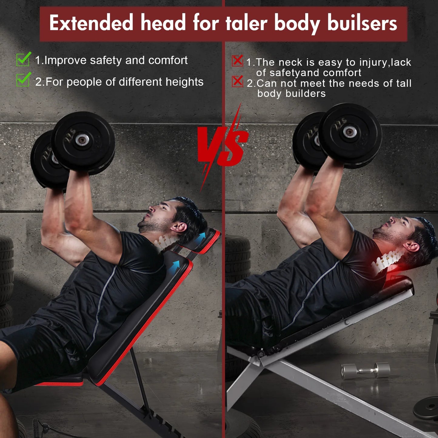 Foldable 7 Level Weight Bench With Adjustable Headrest For Full Body Strength