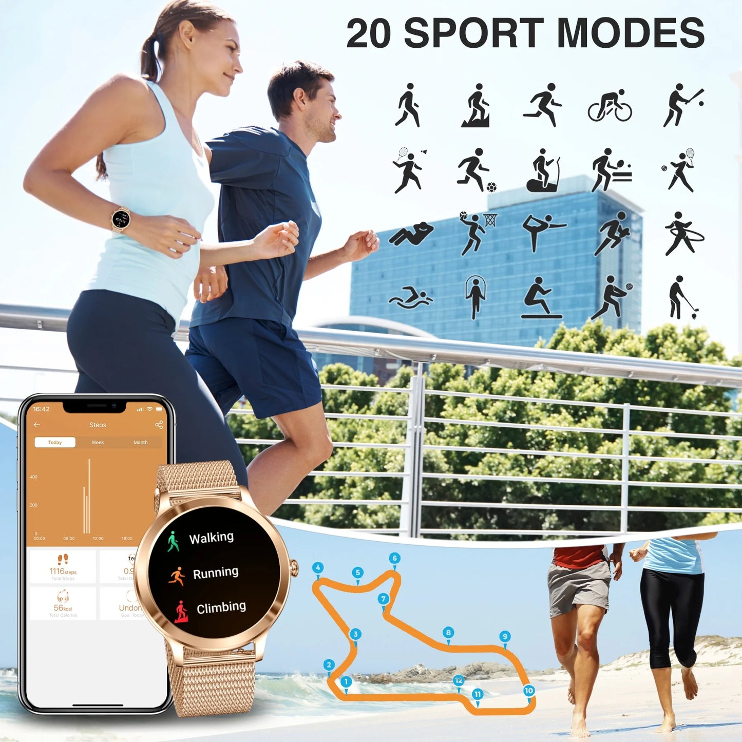 INNOFOVO Women Smart Watch Fitness Tracker With Bluetooth
