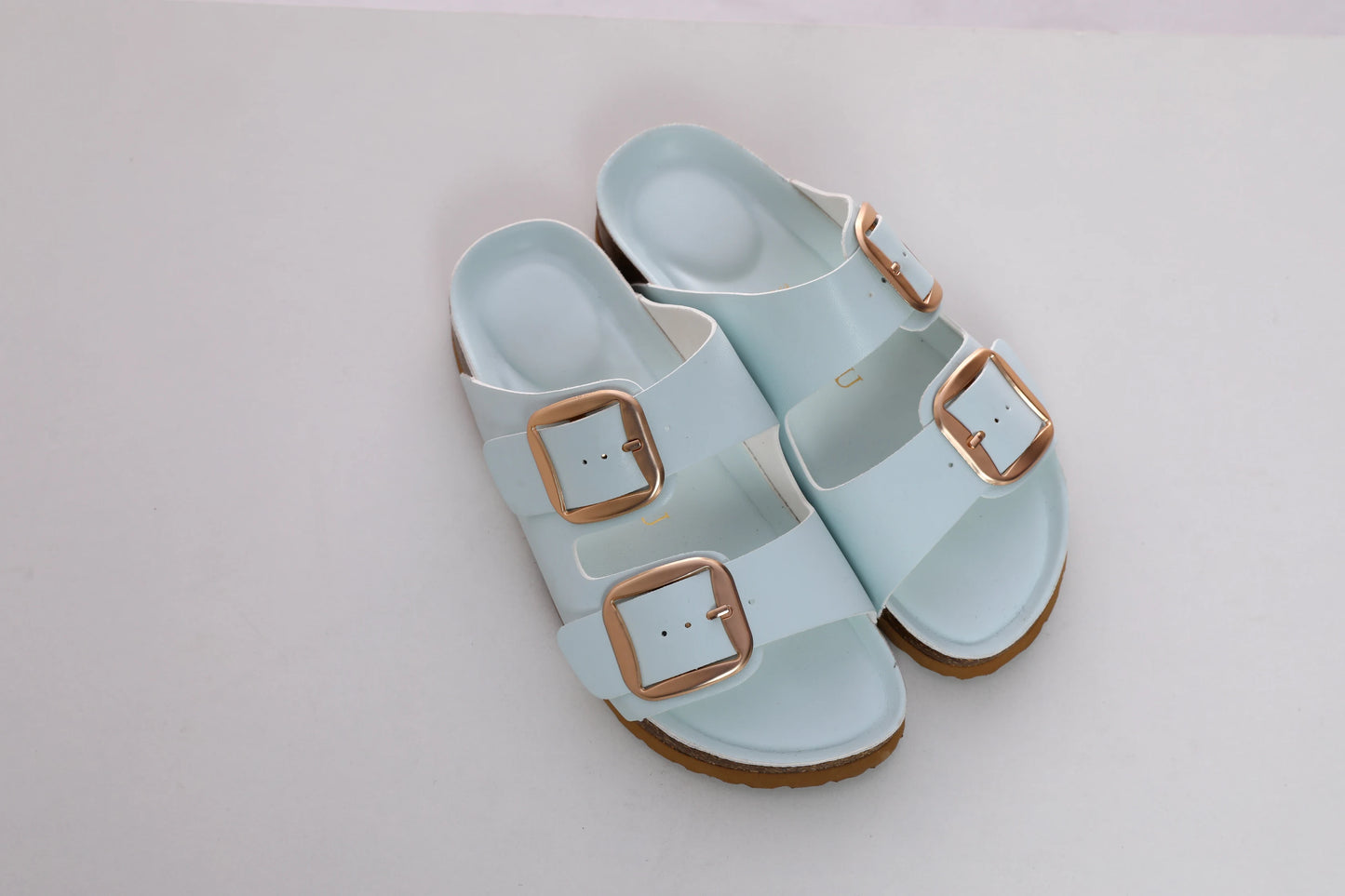 SUFU Women's Open Toe PU Sandals With Adjustable Buckle Straps
