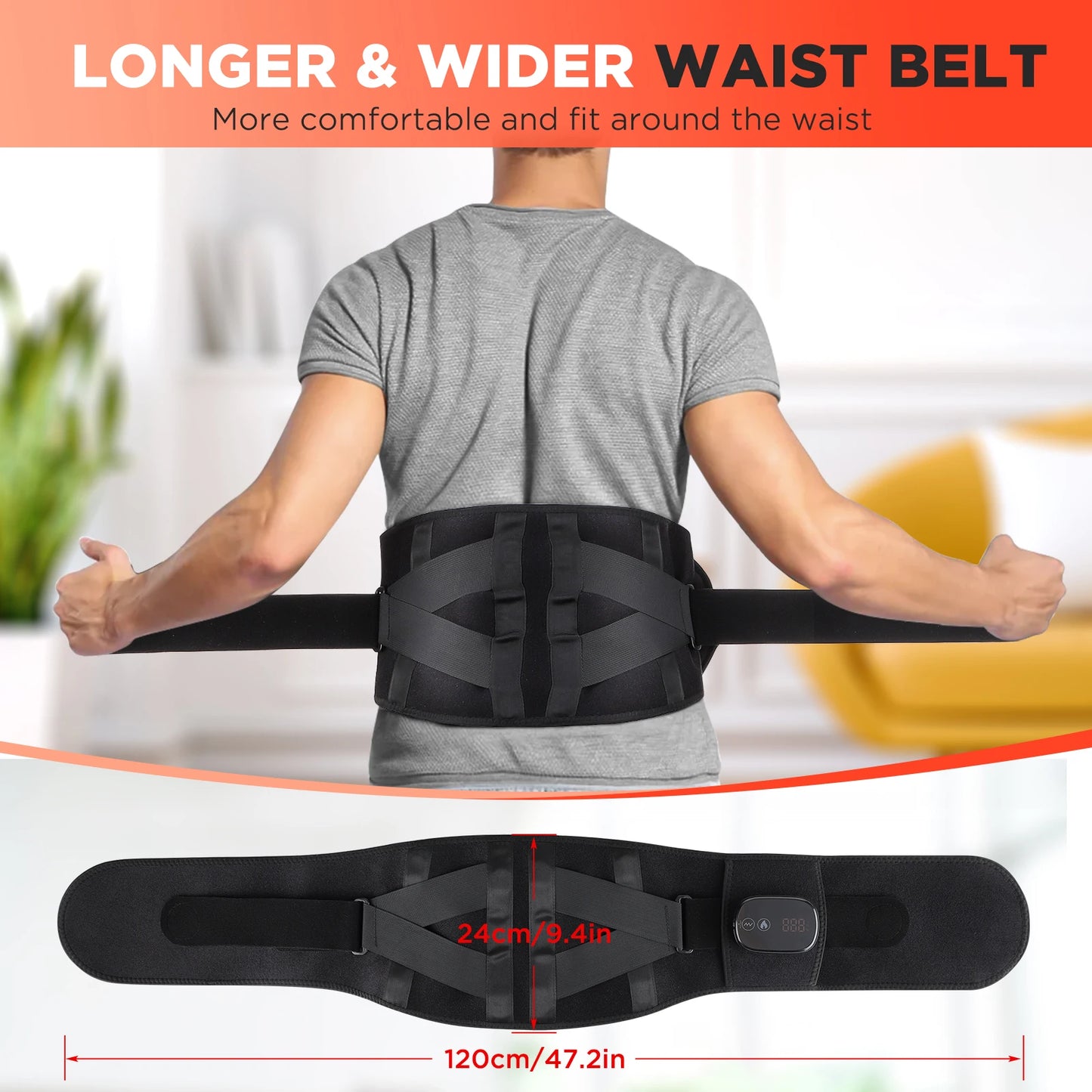 PASTSKY Electric Heating Waist Massager With Vibration Compress Back Support