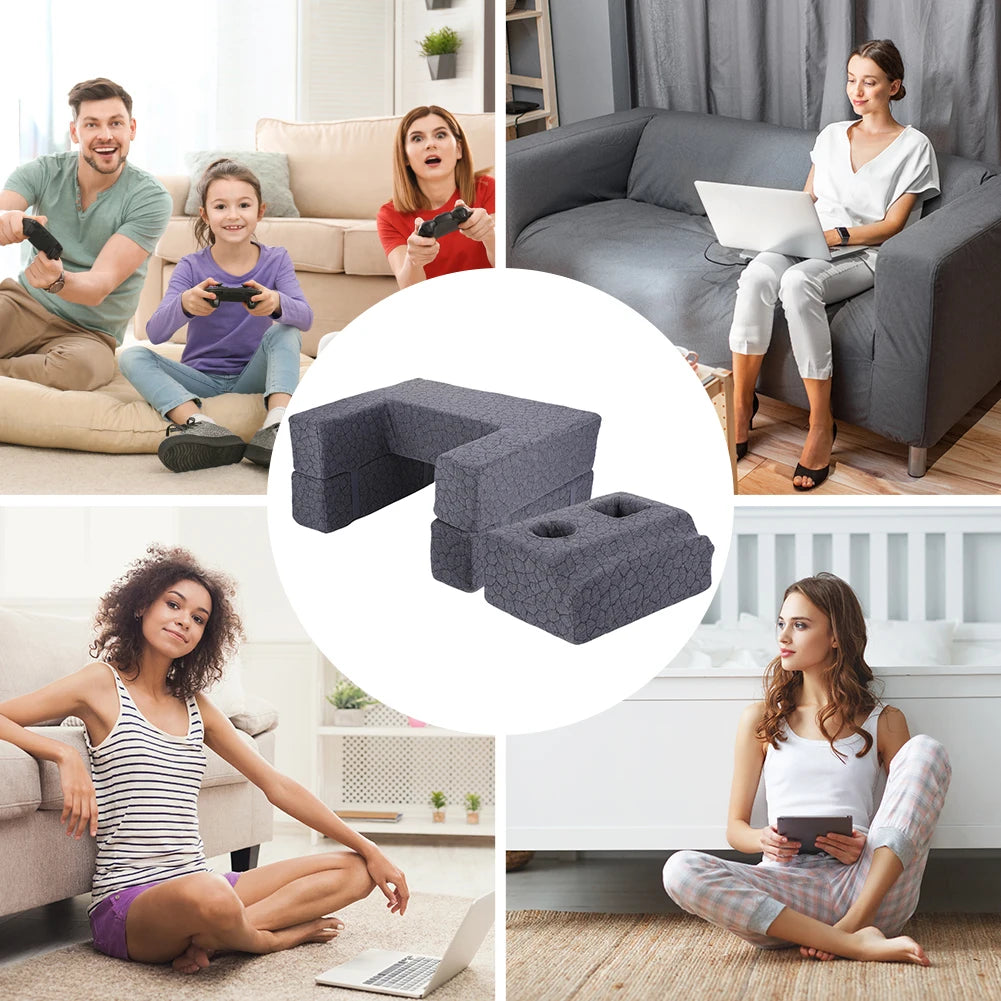 Reading And Gaming Pillow With Arm Rest Back Support For Laptop Use