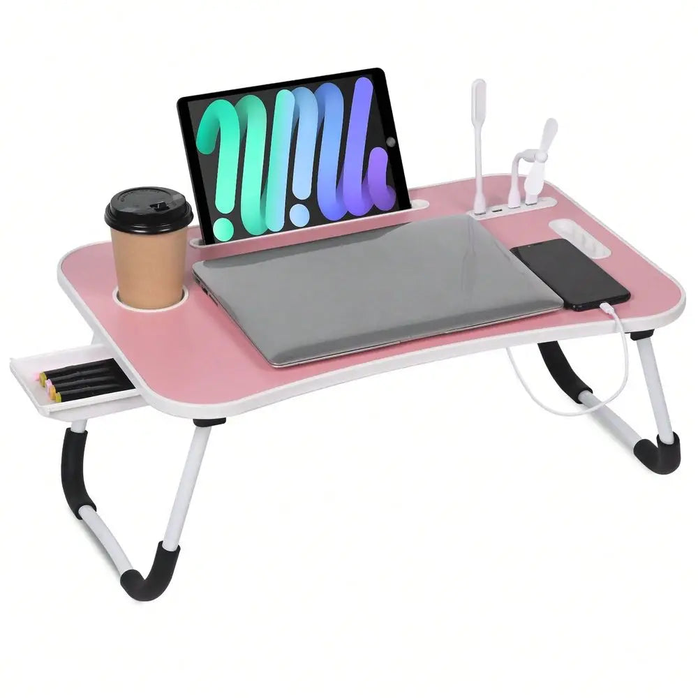 XMSJ Bed Desk Portable Foldable Lap Table with USB Charging