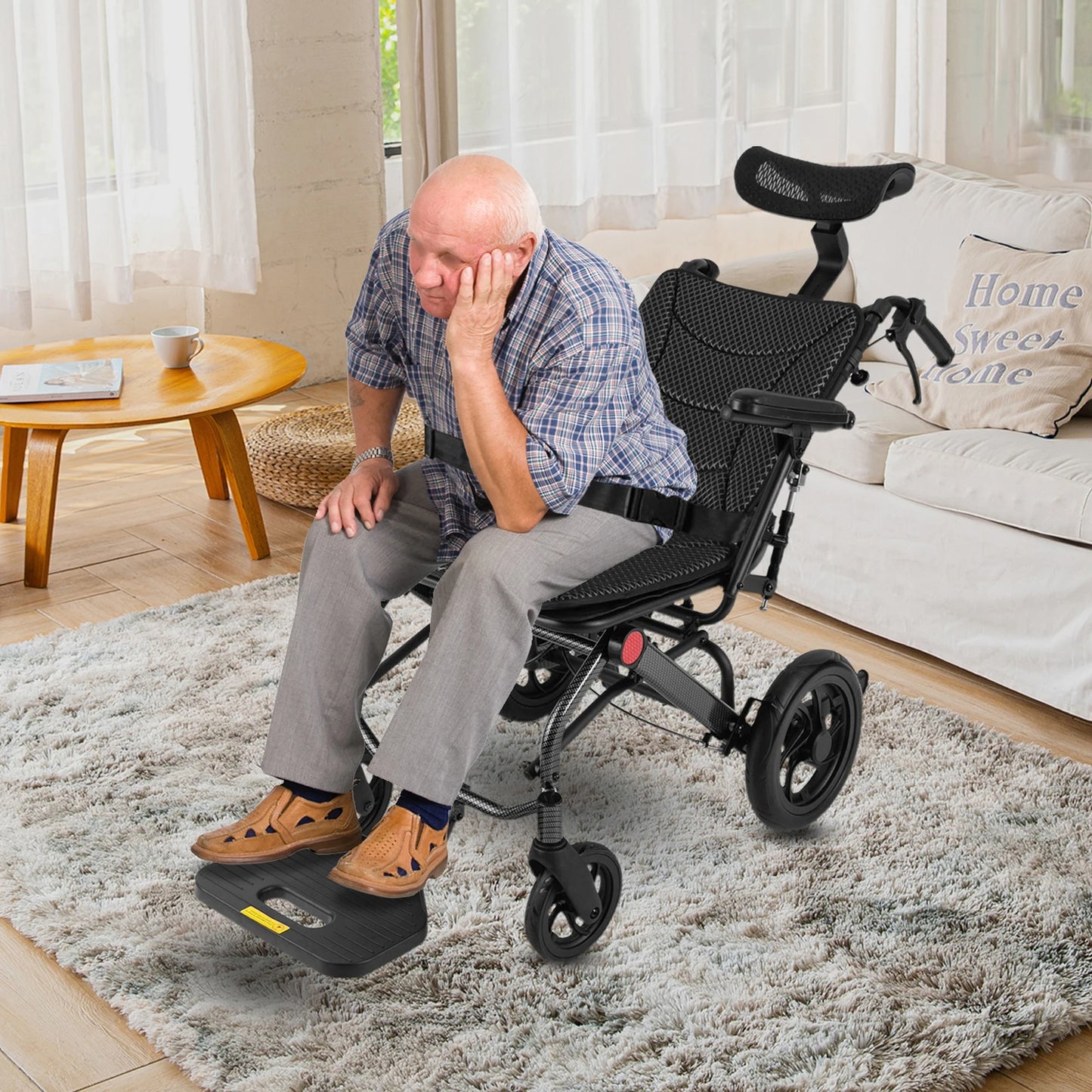 AC976 Reclining Folding Wheelchair for Seniors and Pregnant Women