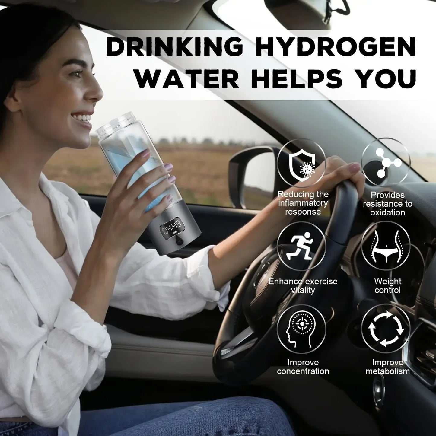 Hydrogen Water Bottle Generator 4th Generation SPE PEM Technology Portable