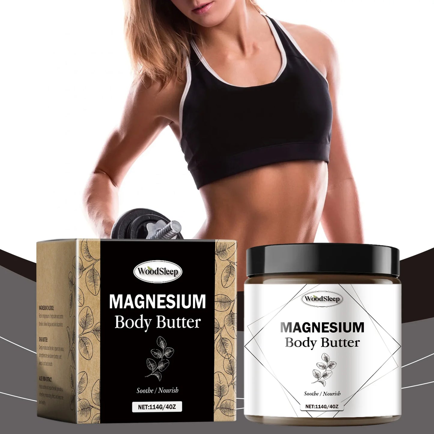 Woodsleep Magnesium Body Butter Moisturizes Skin Elasticity and Hydration