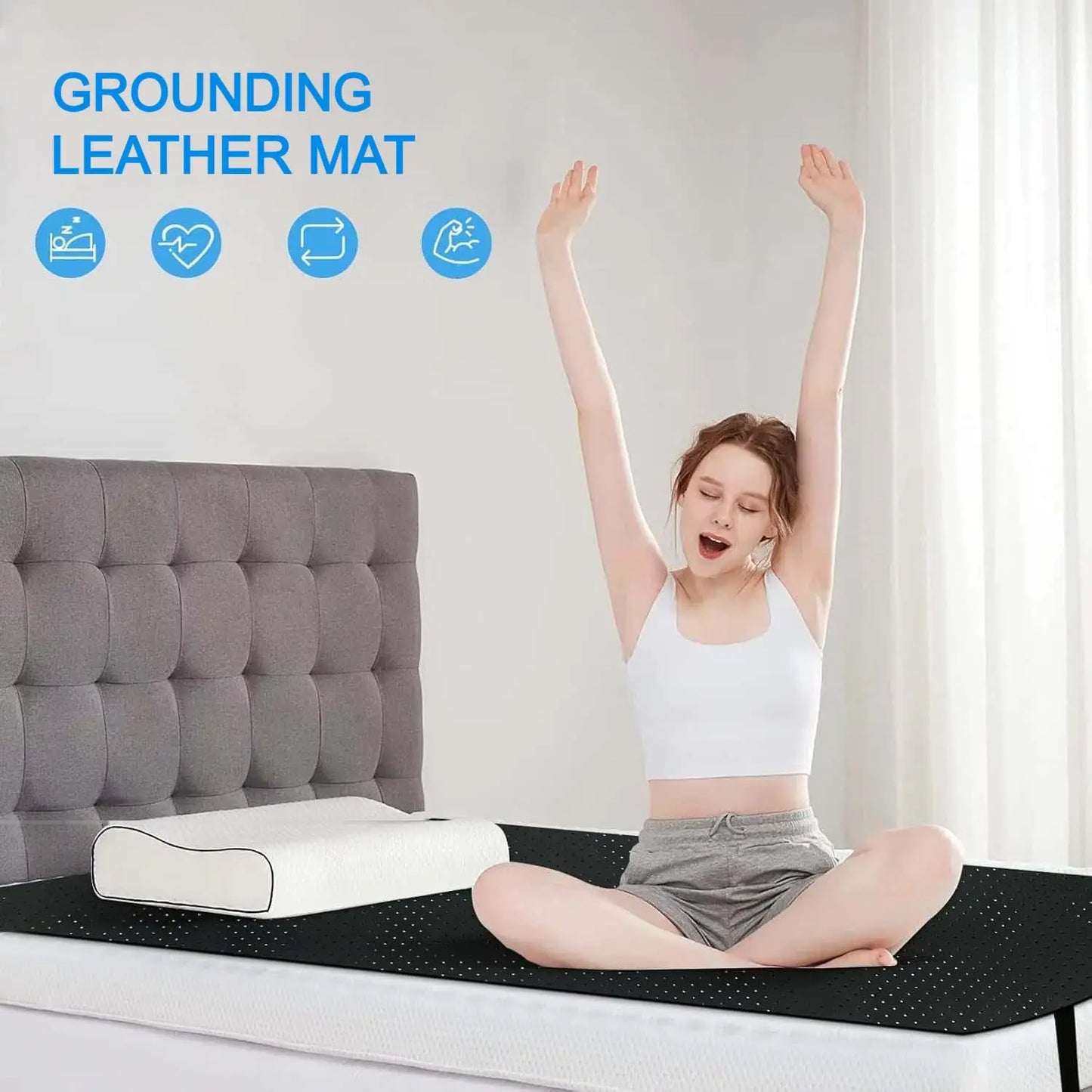 Grounding Mat And Sheet Combo With Perforated Conductive Faux Leather