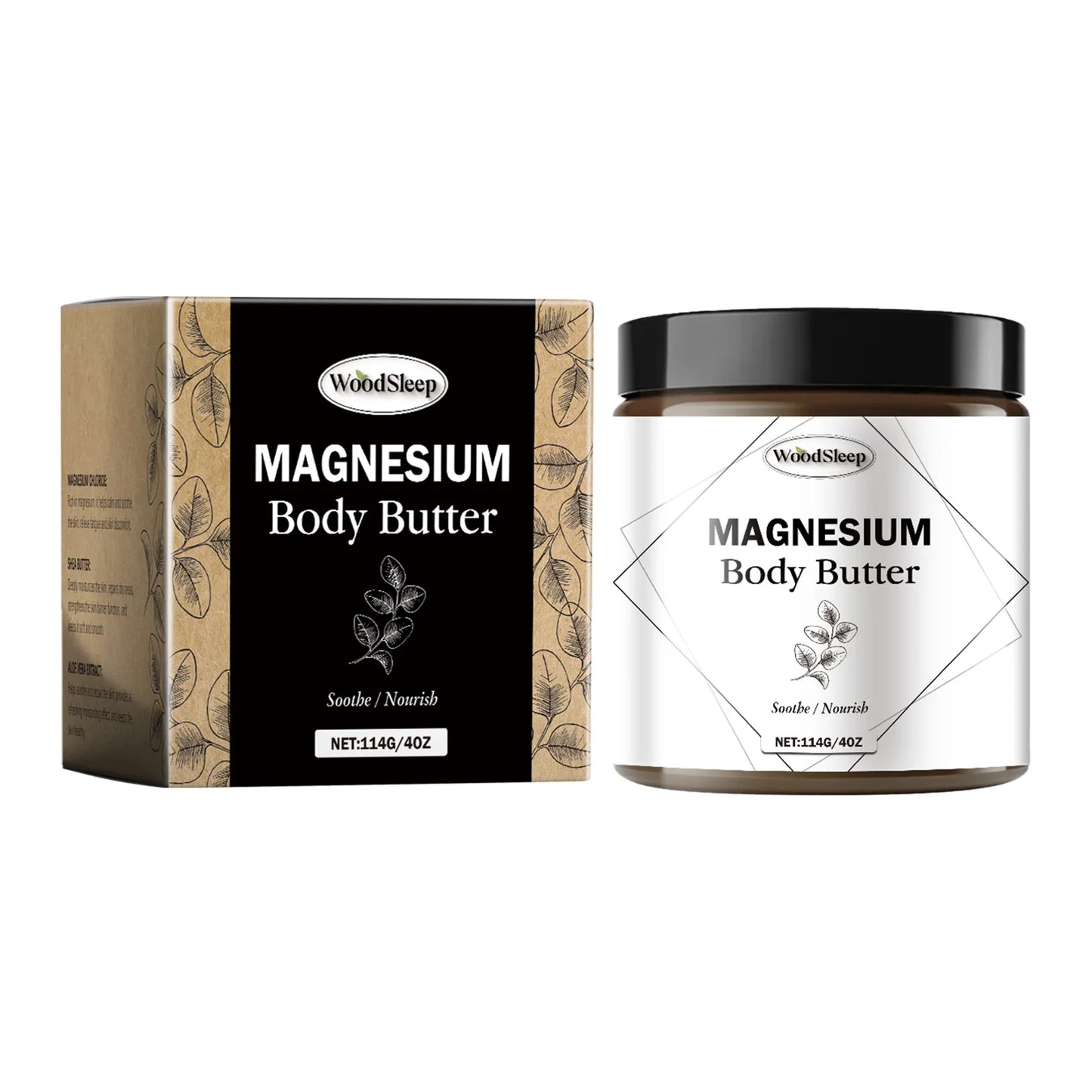 Woodsleep Magnesium Body Butter Moisturizes Skin Elasticity and Hydration