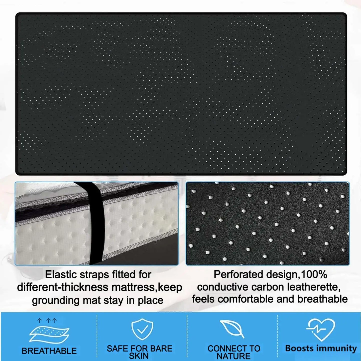 Grounding Mat And Sheet Combo With Perforated Conductive Faux Leather