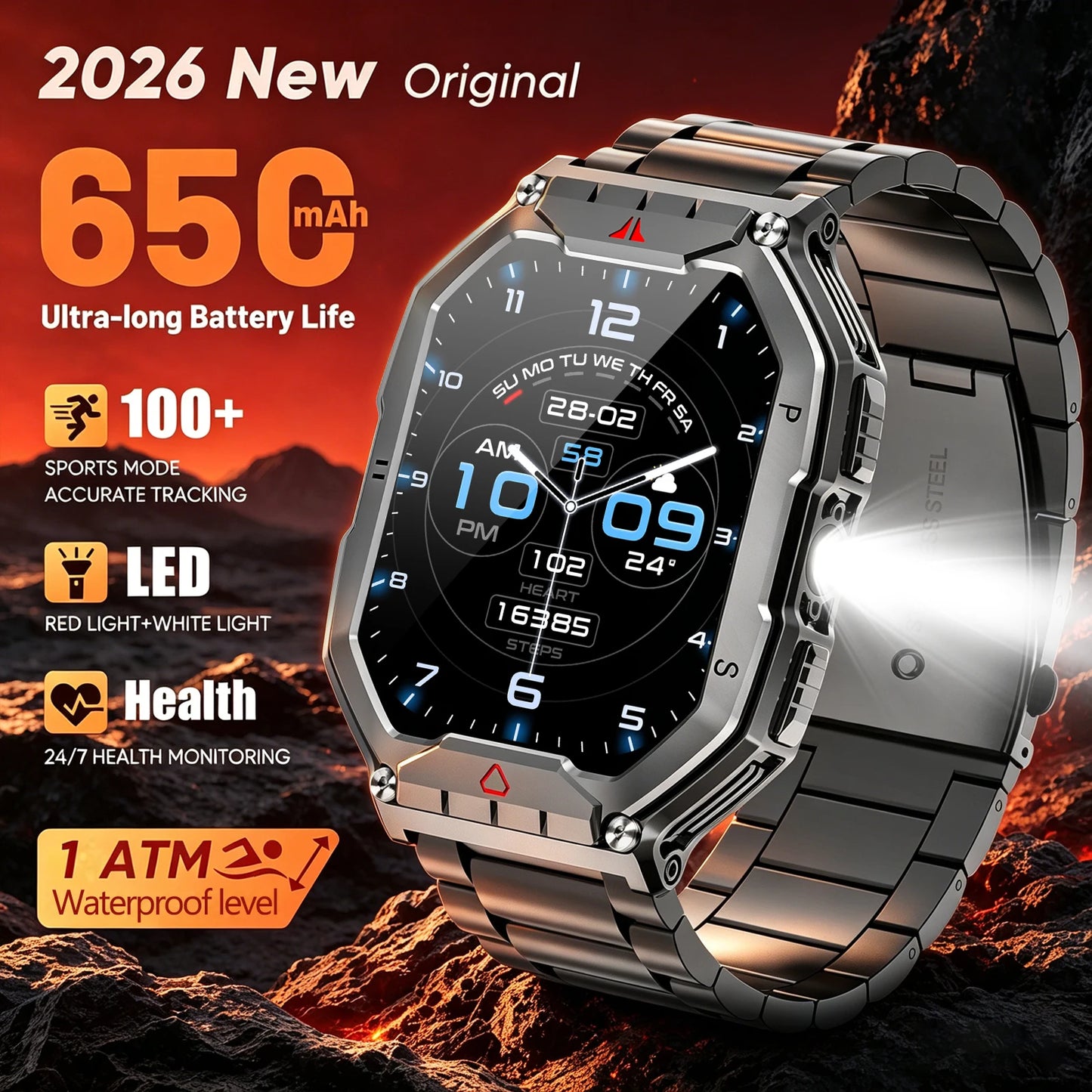 Smartwatch With AMOLED Display GPS Heart Rate Blood Oxygen Monitor