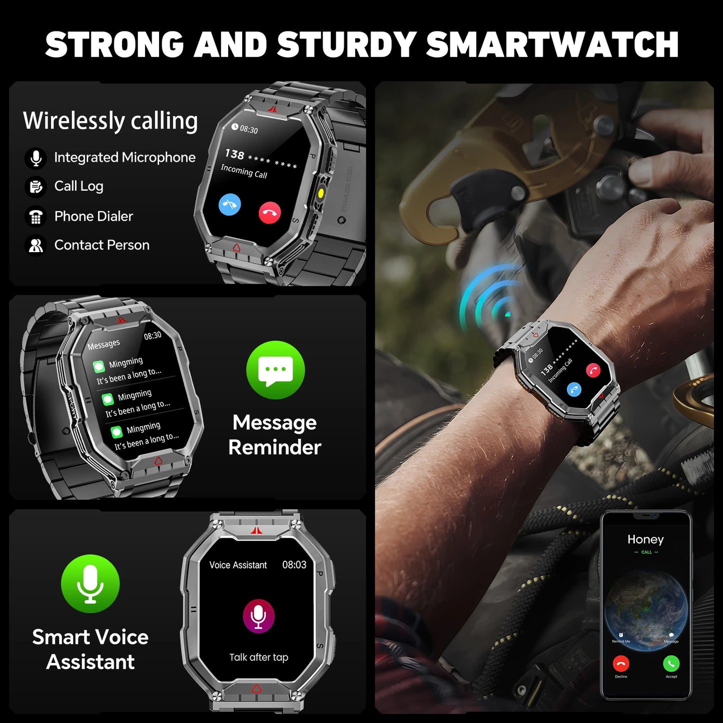 Smartwatch With AMOLED Display GPS Heart Rate Blood Oxygen Monitor