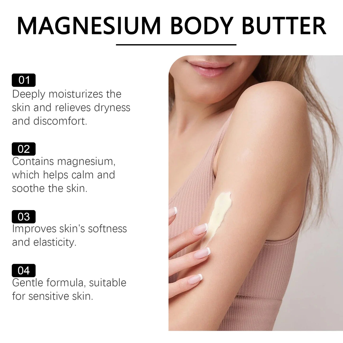 Woodsleep Magnesium Body Butter Moisturizes Skin Elasticity and Hydration