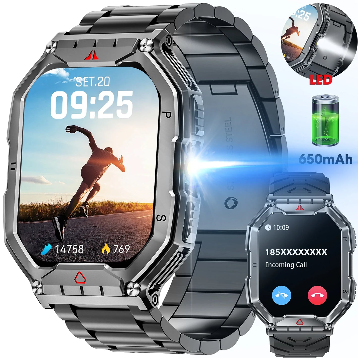Smartwatch With AMOLED Display GPS Heart Rate Blood Oxygen Monitor