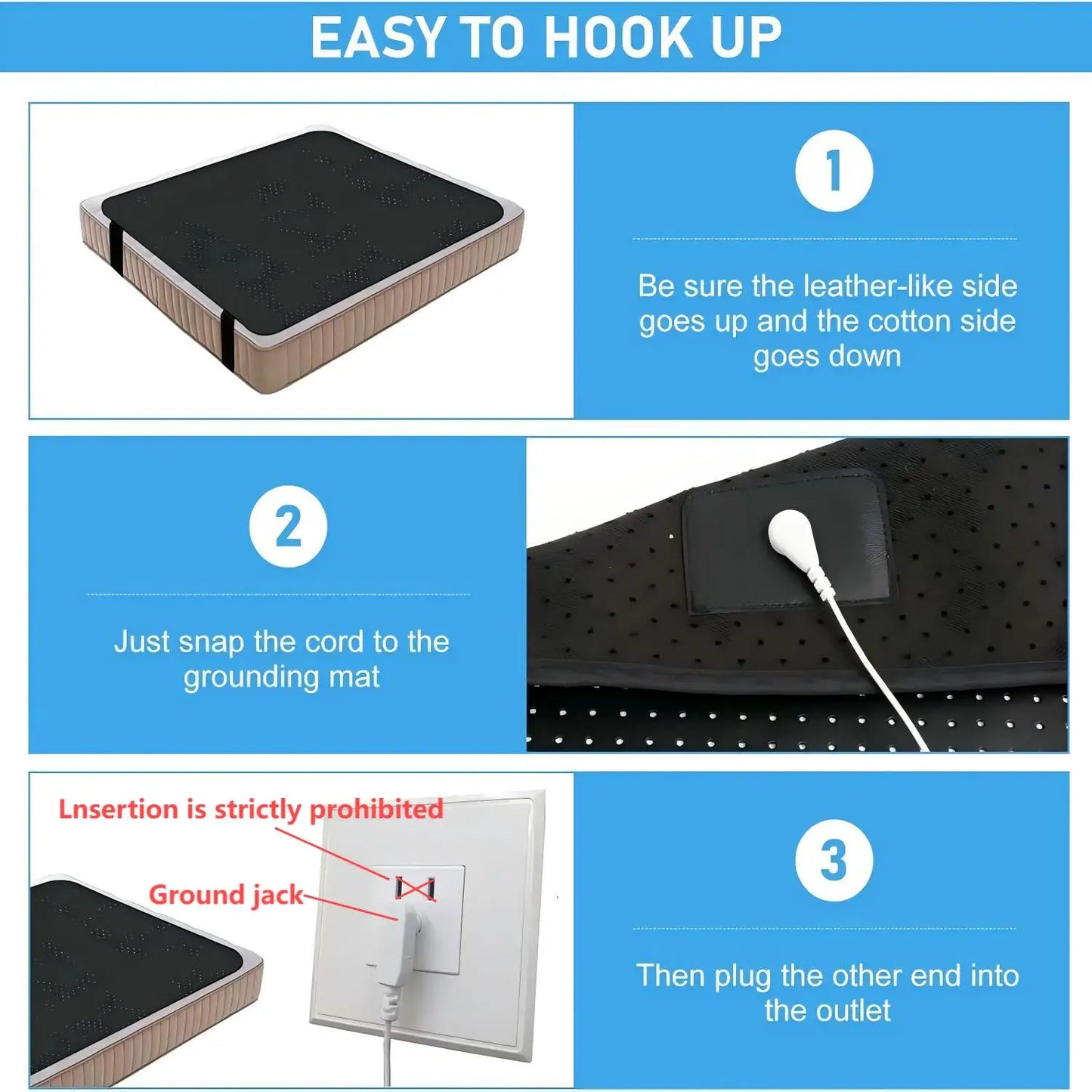 Grounding Mat And Sheet Combo With Perforated Conductive Faux Leather