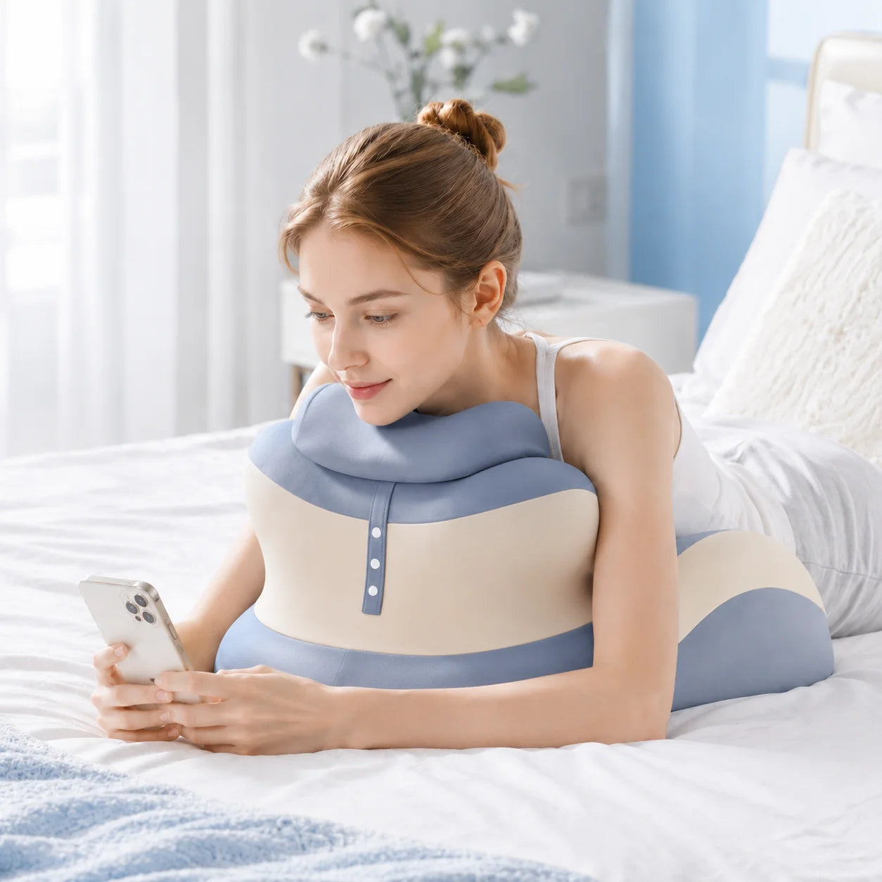Ergonomic Memory Foam Reading Pillow Prone For Neck And Arm