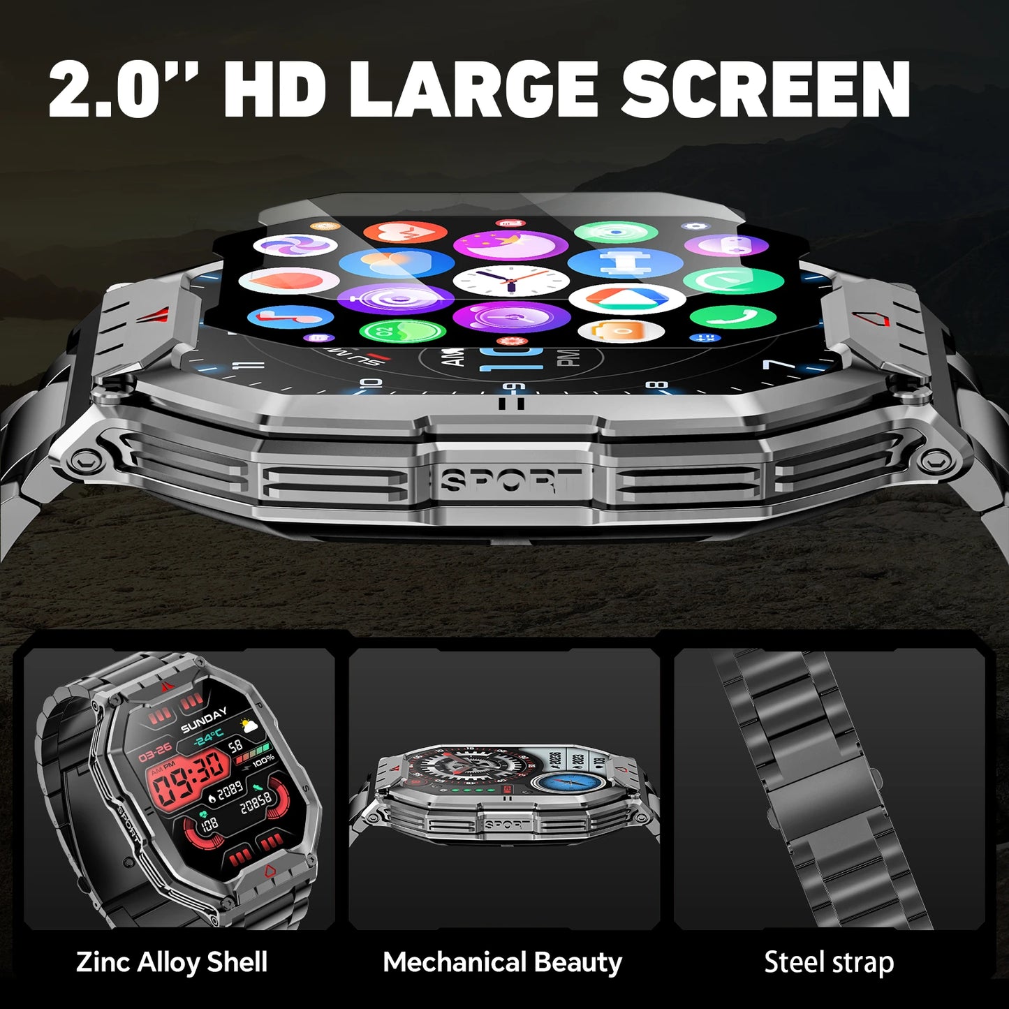Smartwatch With AMOLED Display GPS Heart Rate Blood Oxygen Monitor