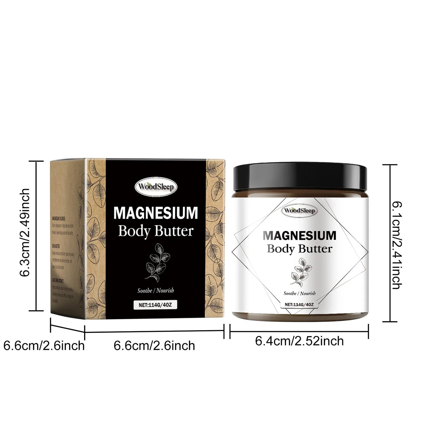 Woodsleep Magnesium Body Butter Moisturizes Skin Elasticity and Hydration
