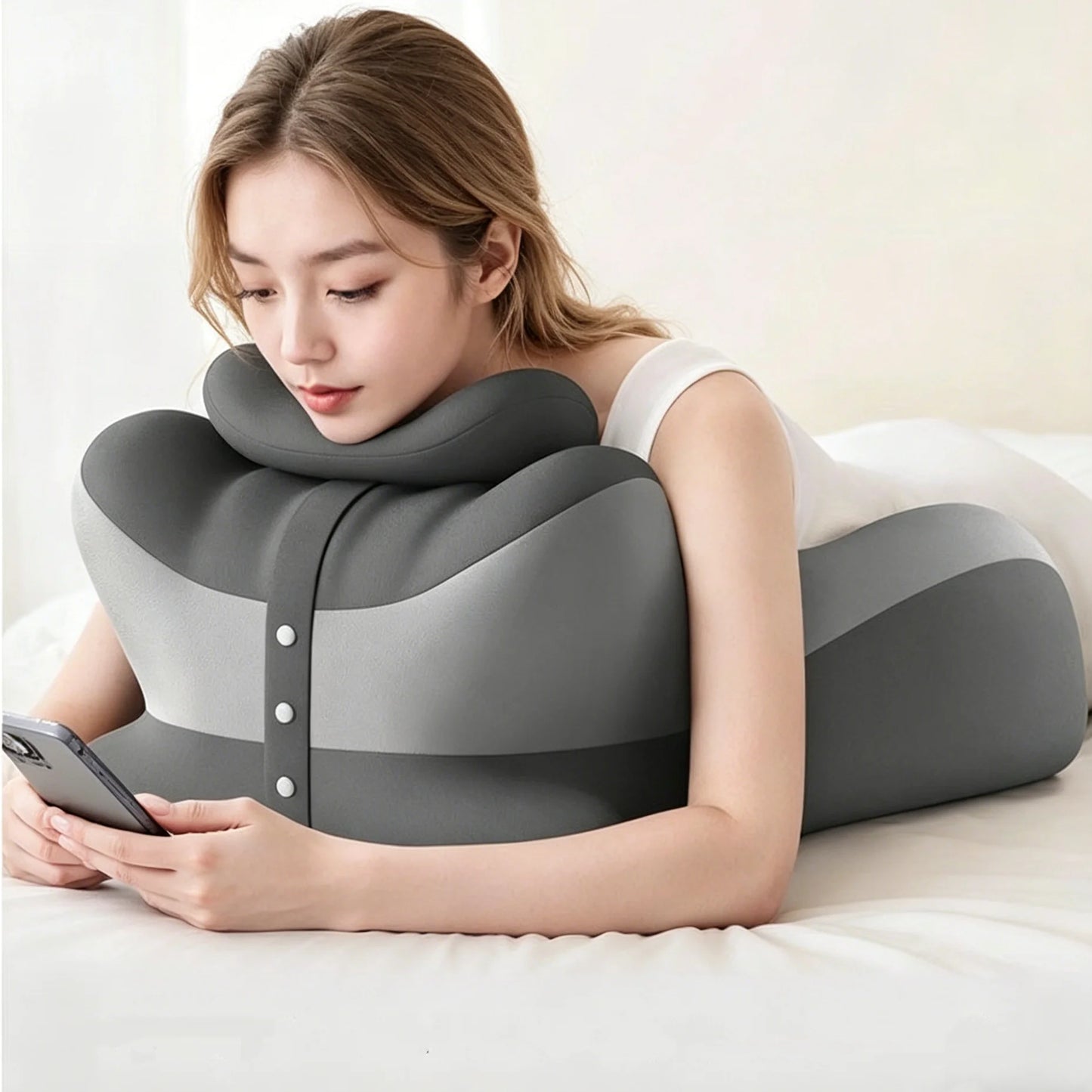 Ergonomic Memory Foam Reading Pillow Prone For Neck And Arm