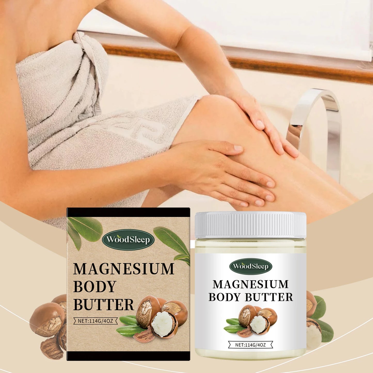 Woodsleep Magnesium Body Butter Cream For Soothed Hydrated Skin