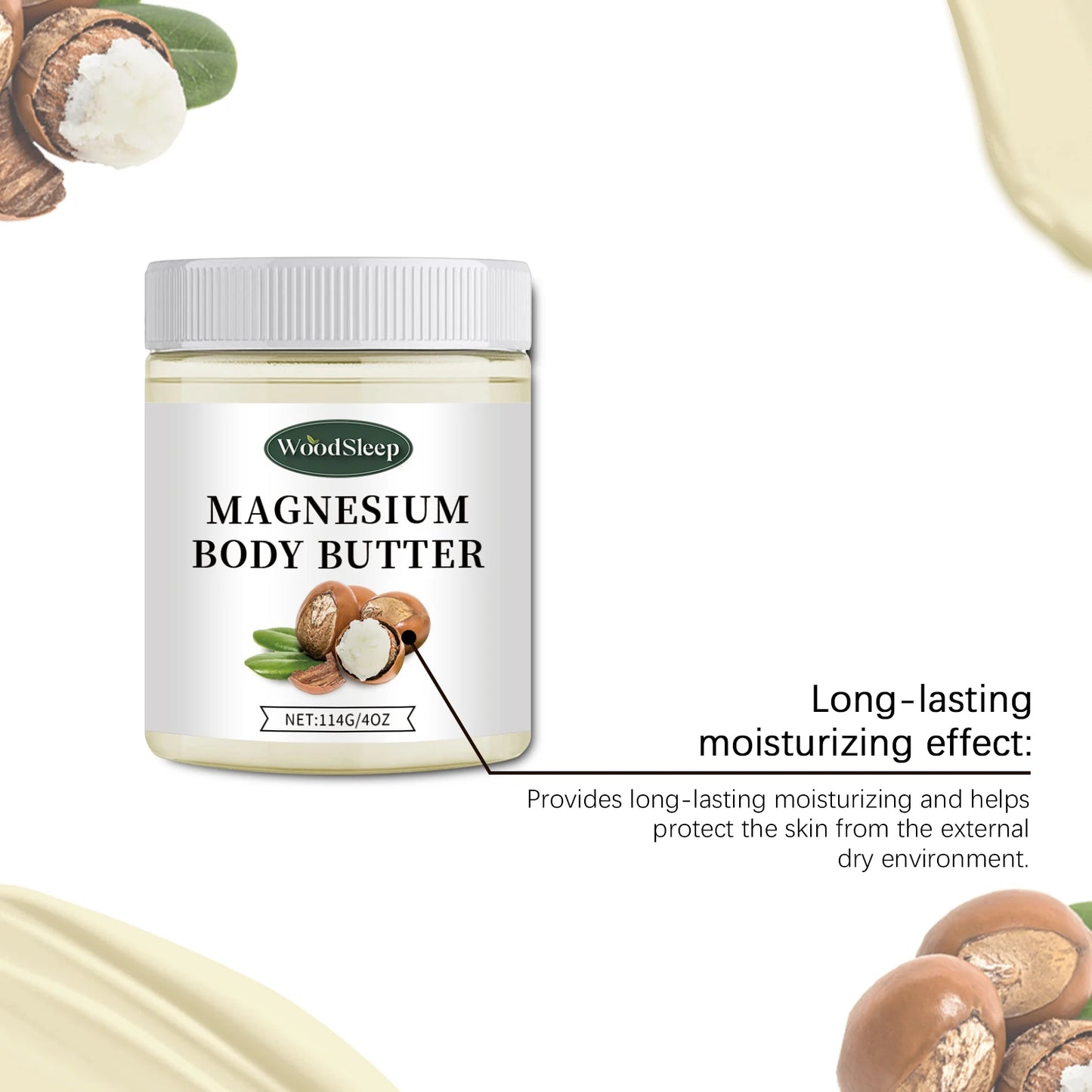 Woodsleep Magnesium Body Butter Cream For Soothed Hydrated Skin