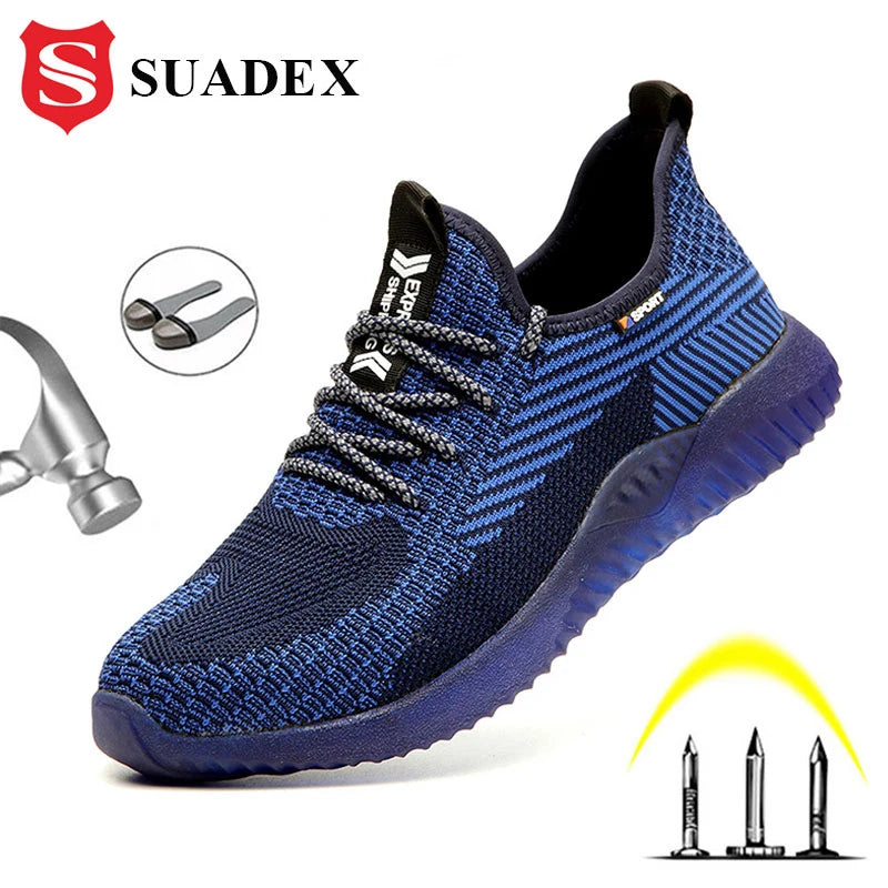 SUADEX Men Steel Toe Work Shoes Breathable Puncture Proof