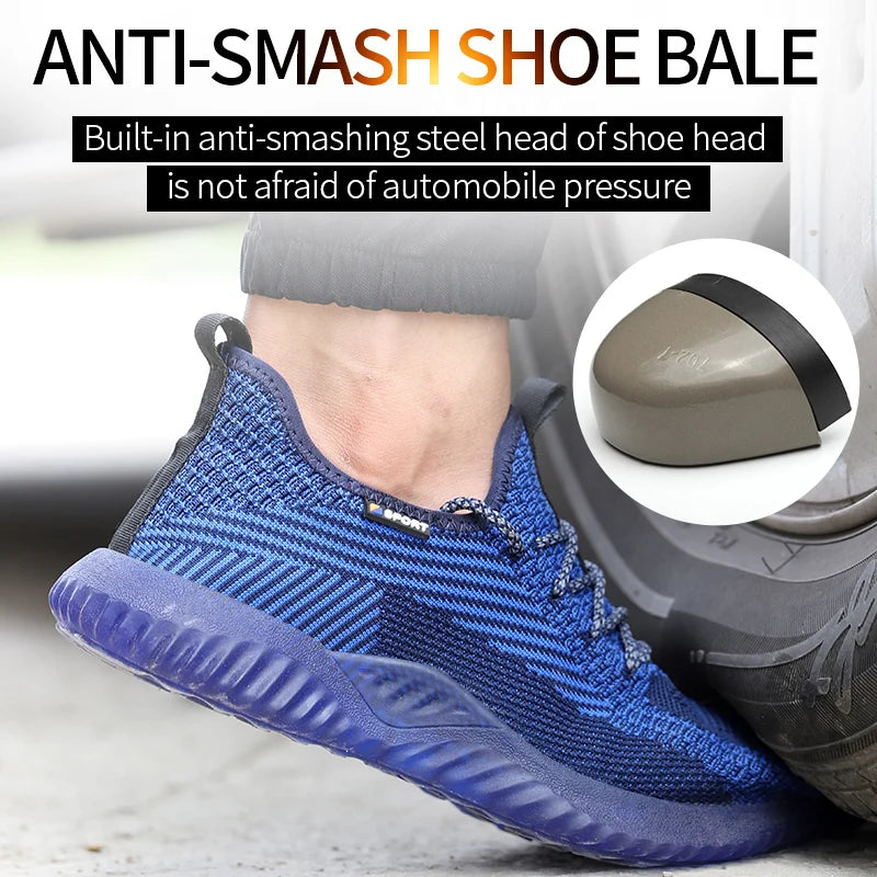 SUADEX Men Steel Toe Work Shoes Breathable Puncture Proof
