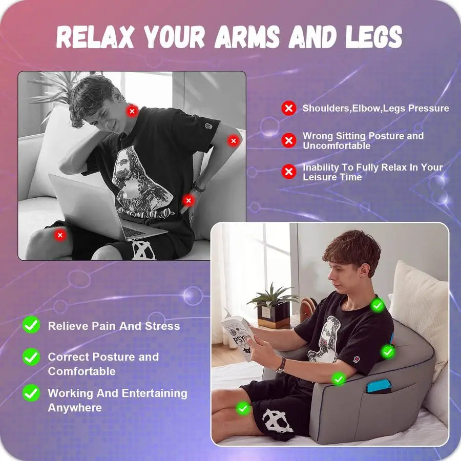 Lap Reading Pillow For Gaming With Memory Foam Arm Rest