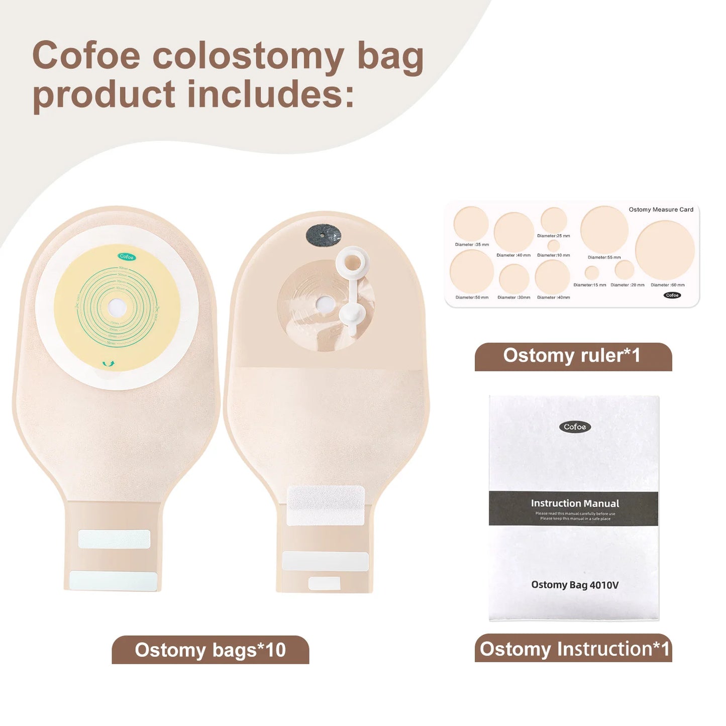 Cofoe Economical One-Piece Ostomy Drain Valve Colostomy Bags