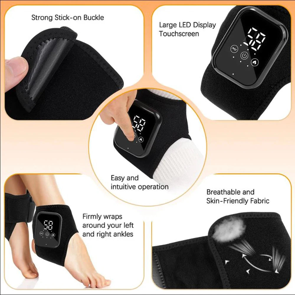 Electric Ankle Massager With Heat Vibration Infrared Therapy