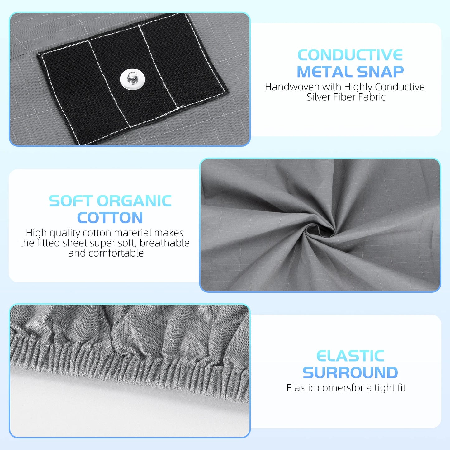 NONECN Grounding Sheet 90% Organic Cotton Silver-Infused Sleep