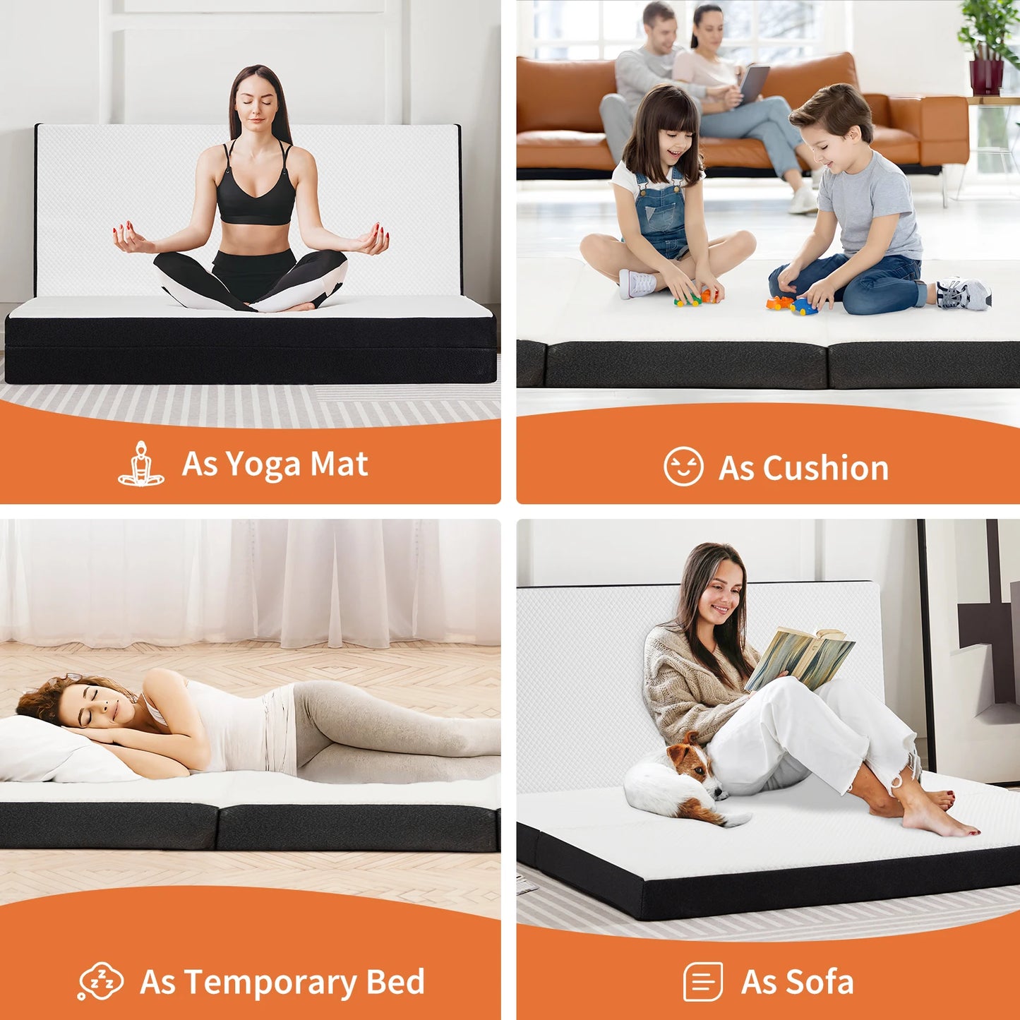 JHK Tri Fold Memory Foam Mattress With Certipur US Certification