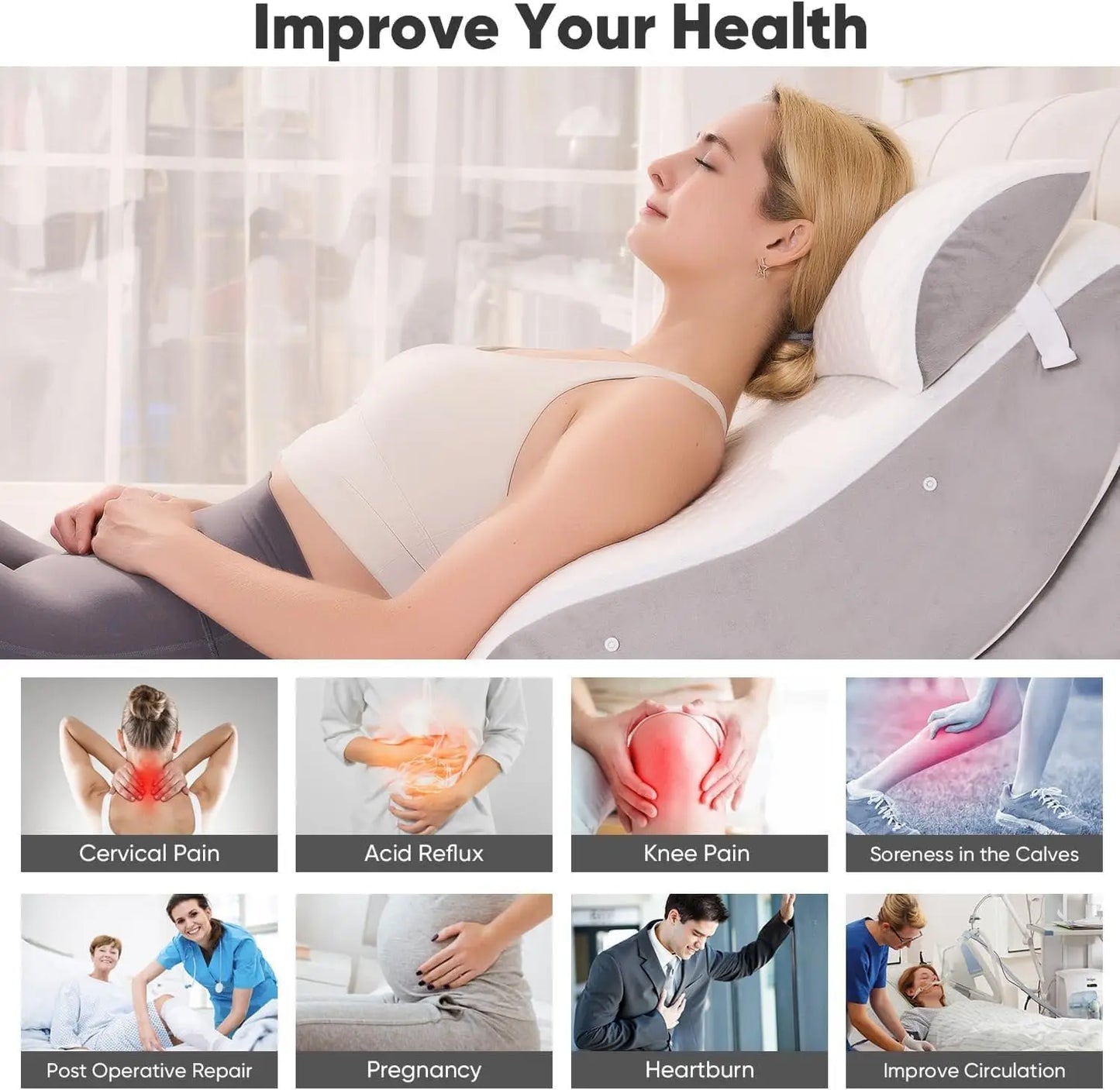 4-Piece Memory Foam Wedge Pillow Set For Surgery Recovery
