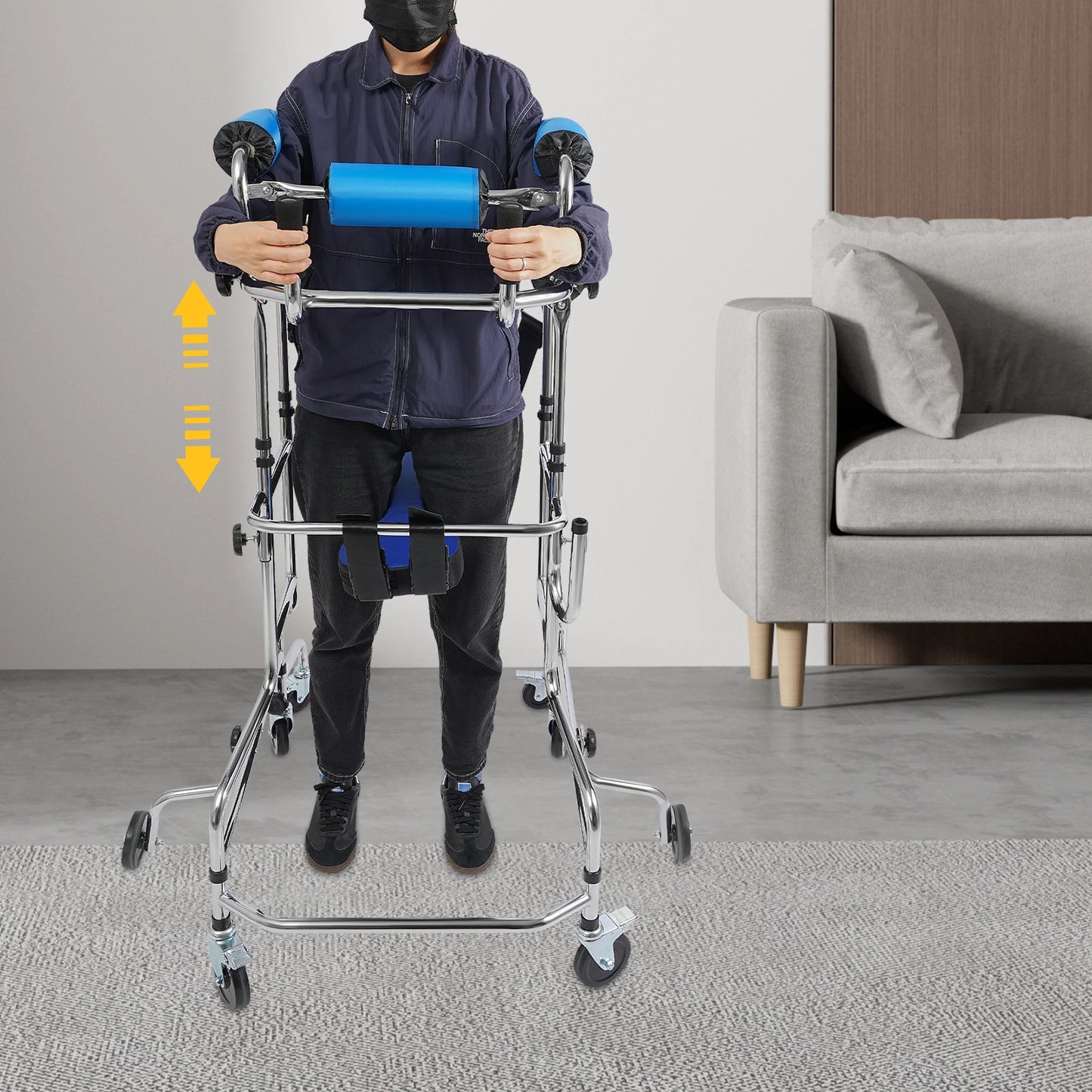 Rollator Walker Eight Wheel Adjustable Mobility Aid 220 Pound Capacity