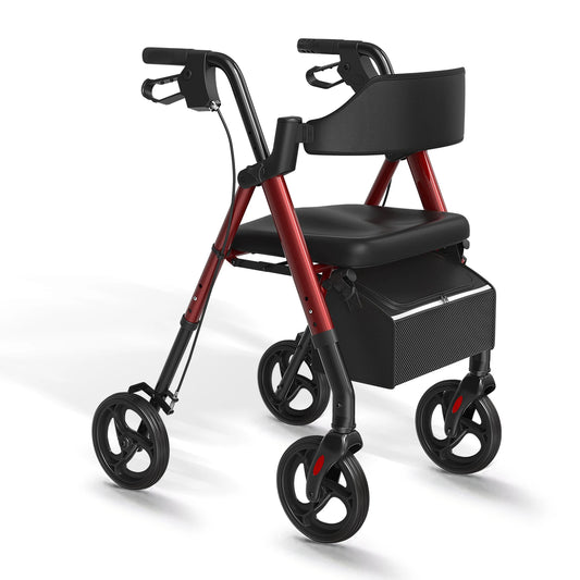 Rollator Walker For Seniors Foldable With Seat Durable Aluminum Frame