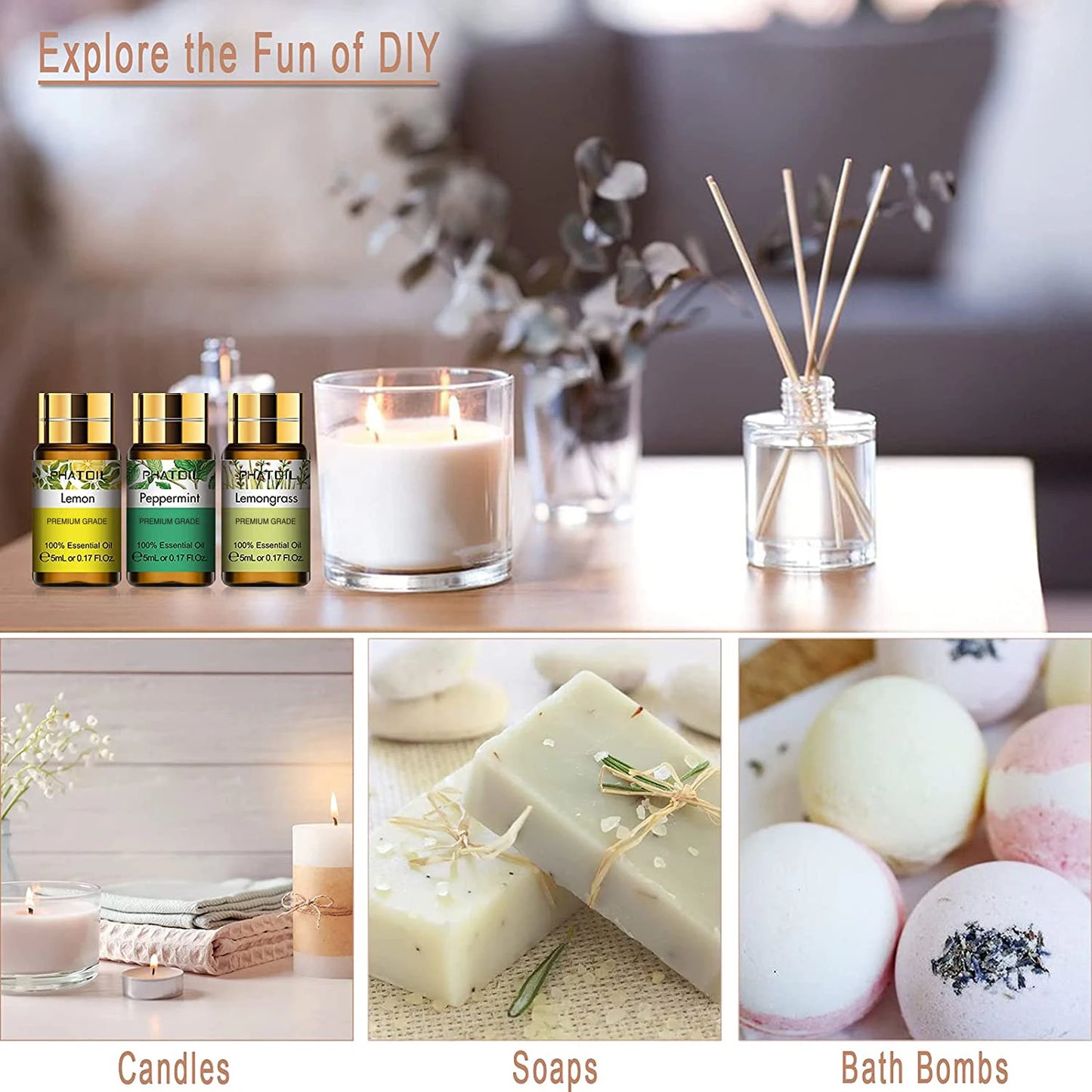 PHATOIL 12 Piece Gift Box Pure Essential Oils For Humidifiers Diffuser Lavender