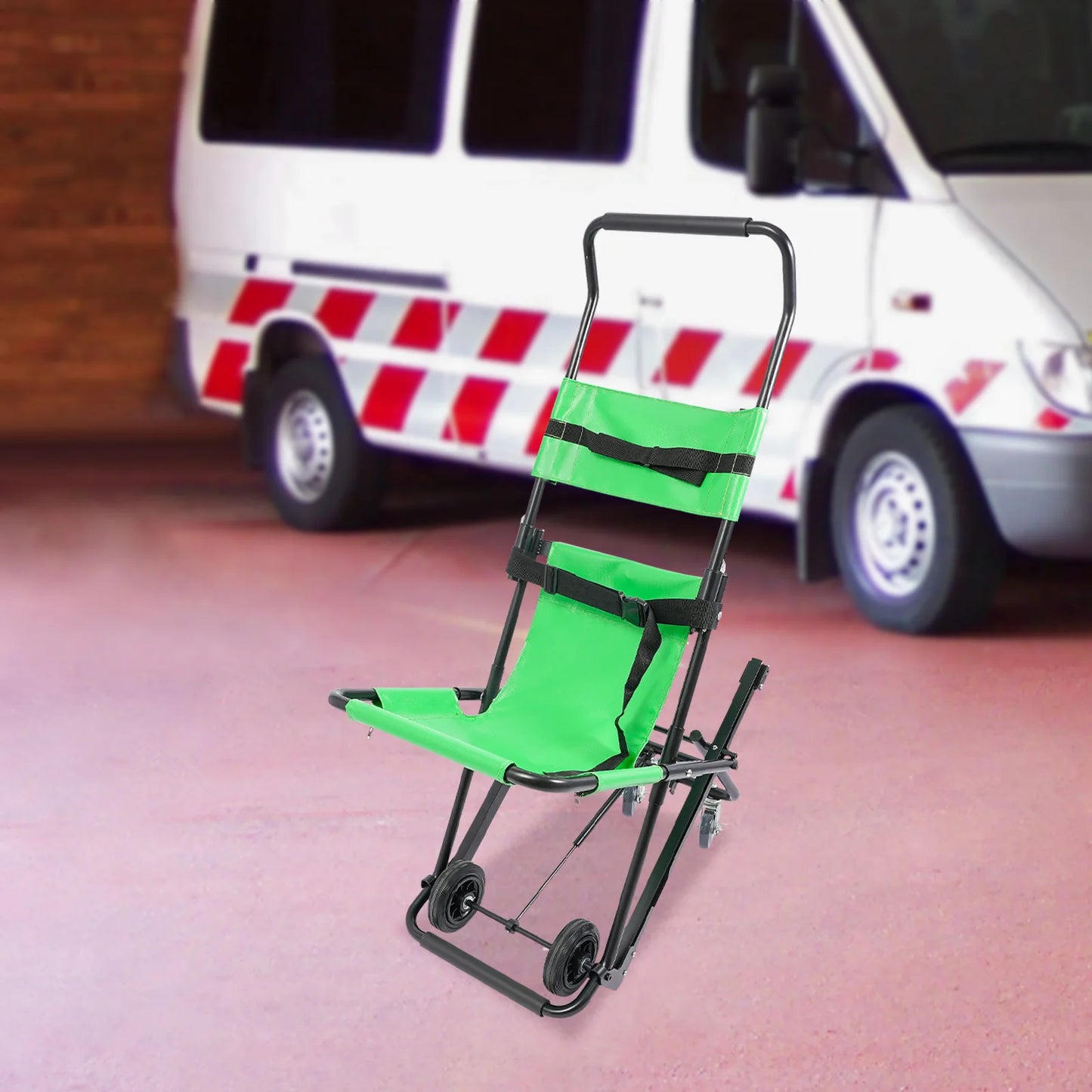 Foldable Manual Stair Chair With Wheels For Emergency Transport 350 Lbs Capacity