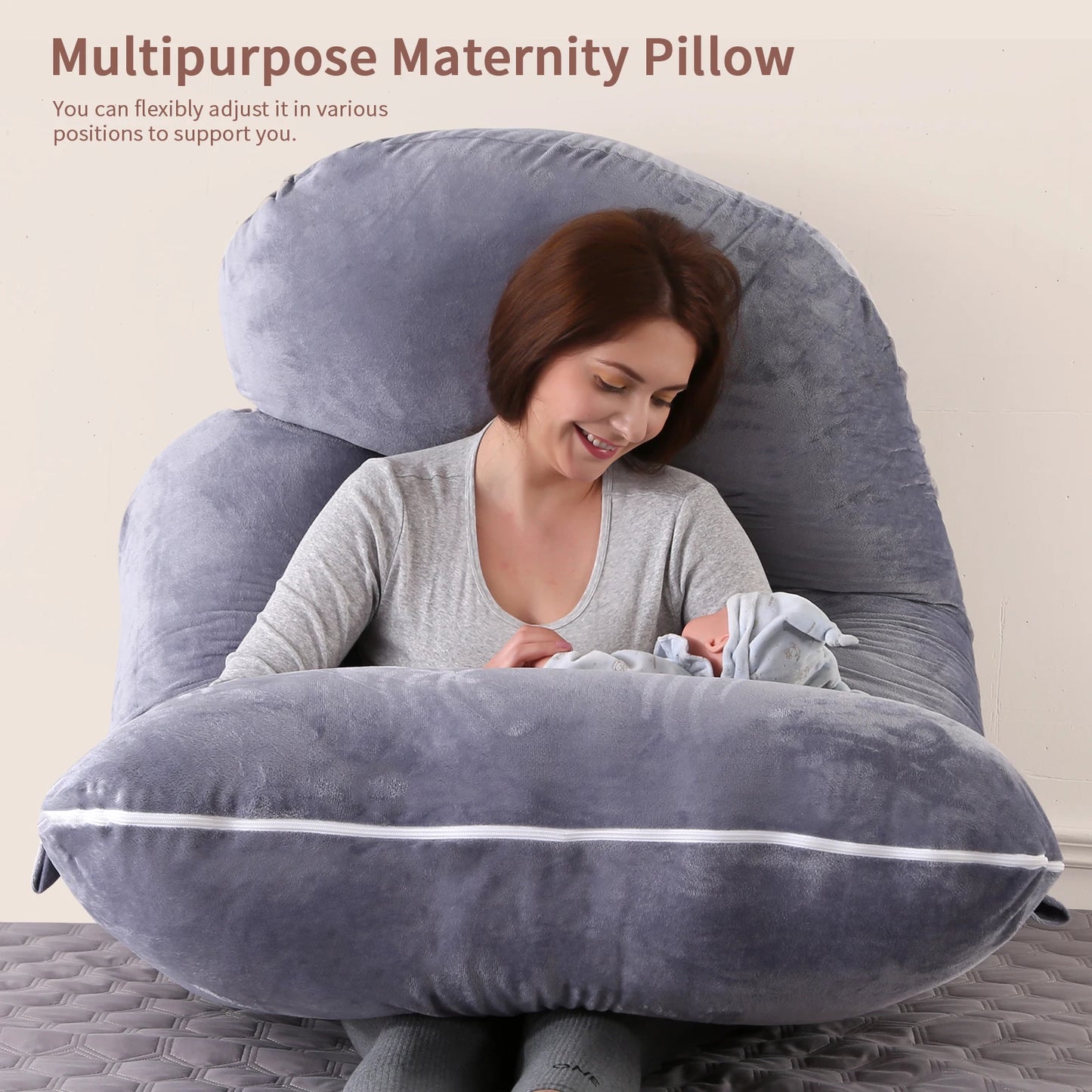G Shaped Pregnancy Pillow With Removable Cover For Maternity Support