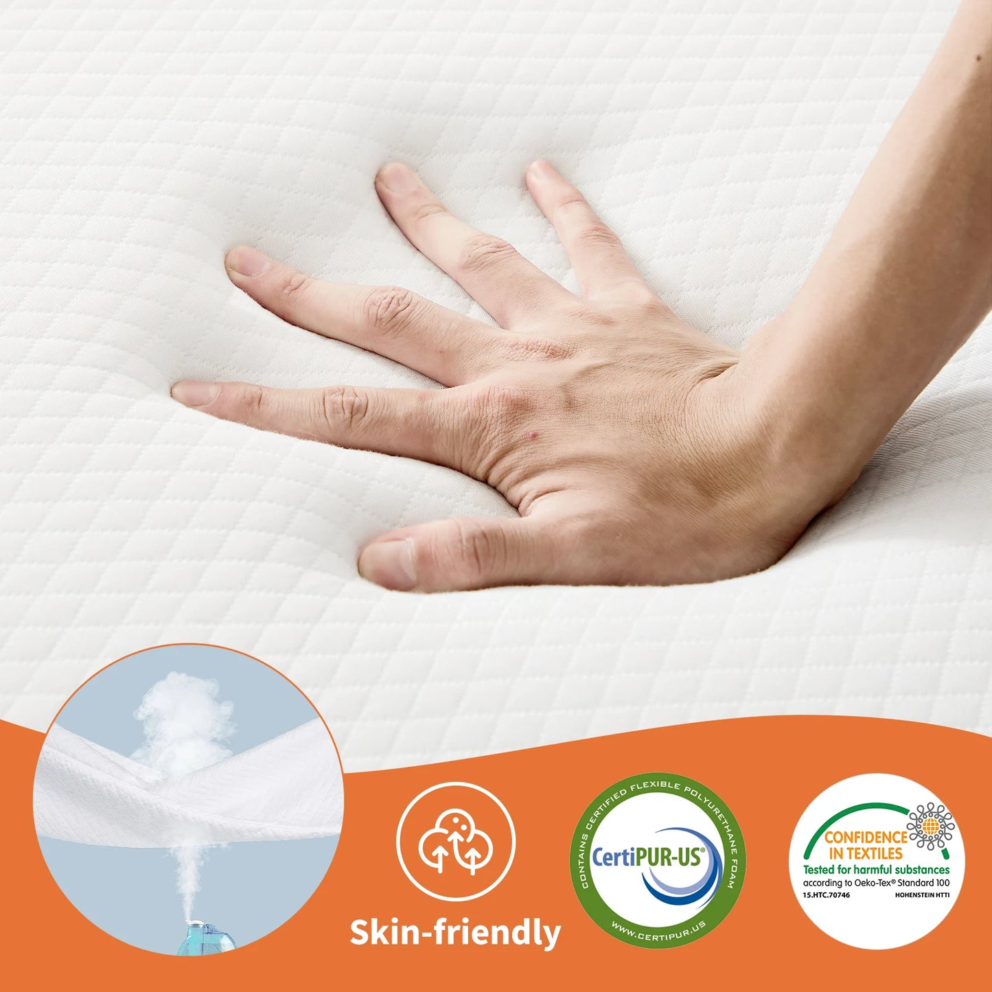 JHK Tri Fold Memory Foam Mattress With Certipur US Certification