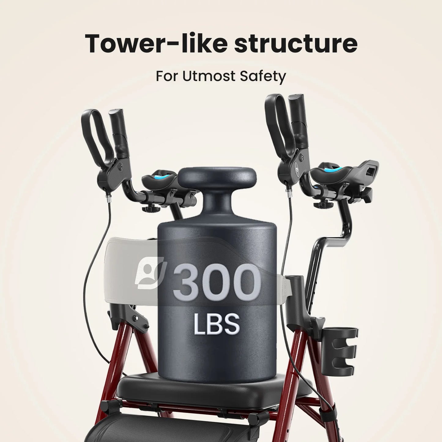 Maidesite Upright Walker With Foldable Seat And Backrest