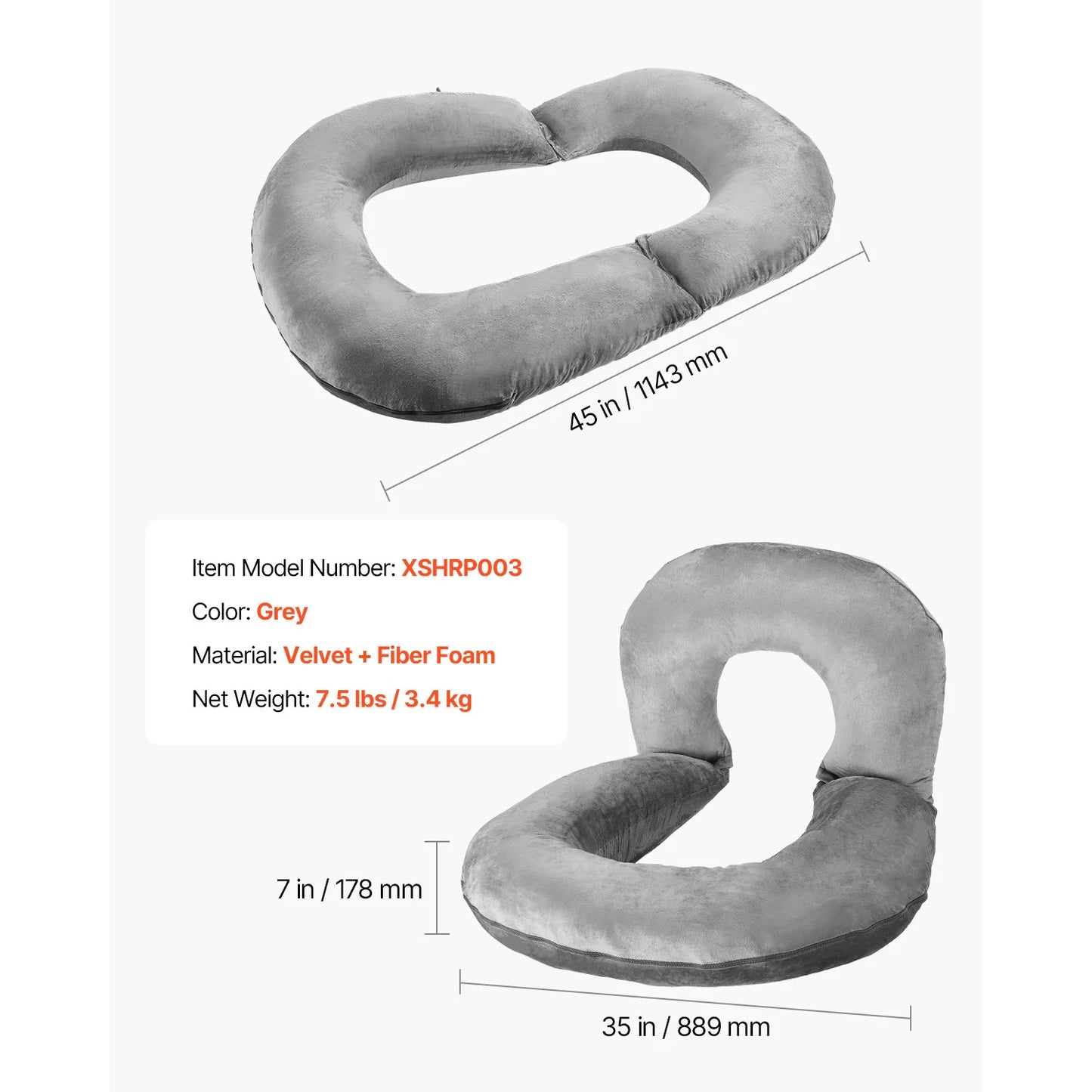 SucceBuy Reading Pillow With Shredded Memory Foam Back Support