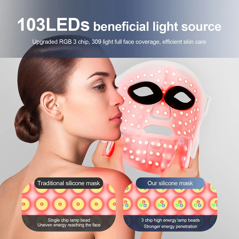 Foreverlily Silicone LED Mask With Neck For Photon Infrared Therapy