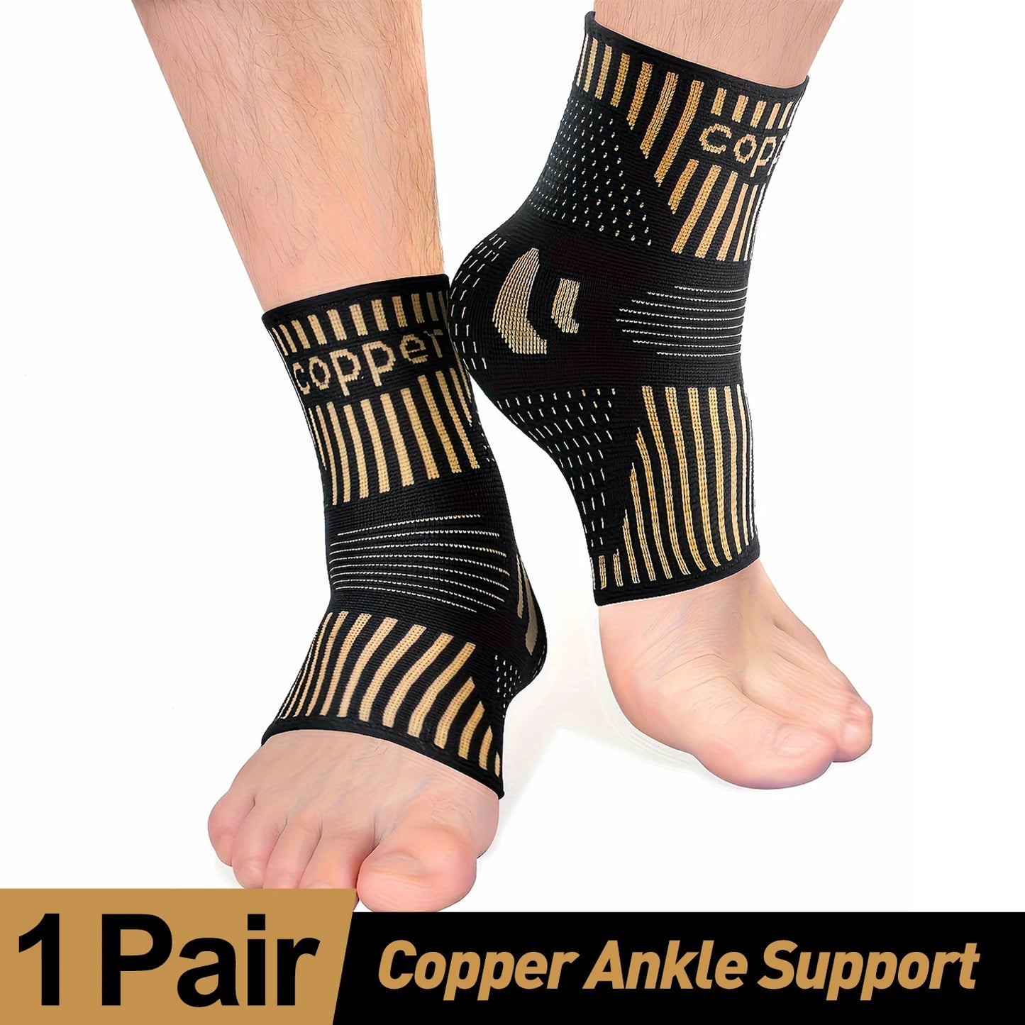 2-Pack Copper Ion Ankle Brace Set for Sports and Running