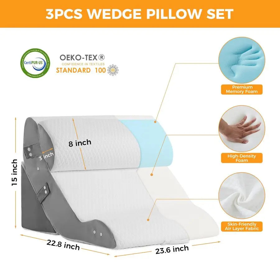 Wedge Pillow Set After Surgery For Acid Reflux Comfort