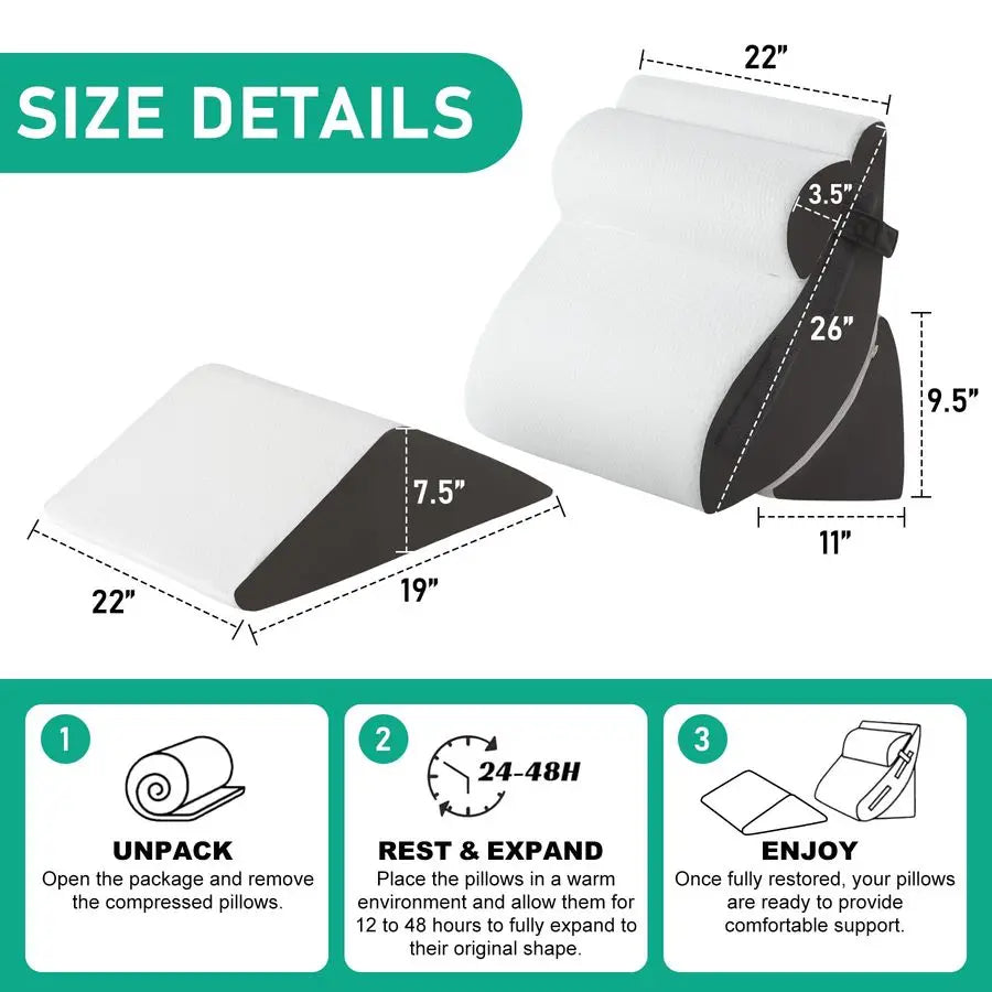 Wedge Pillow Set For After Surgery And Acid Reflux