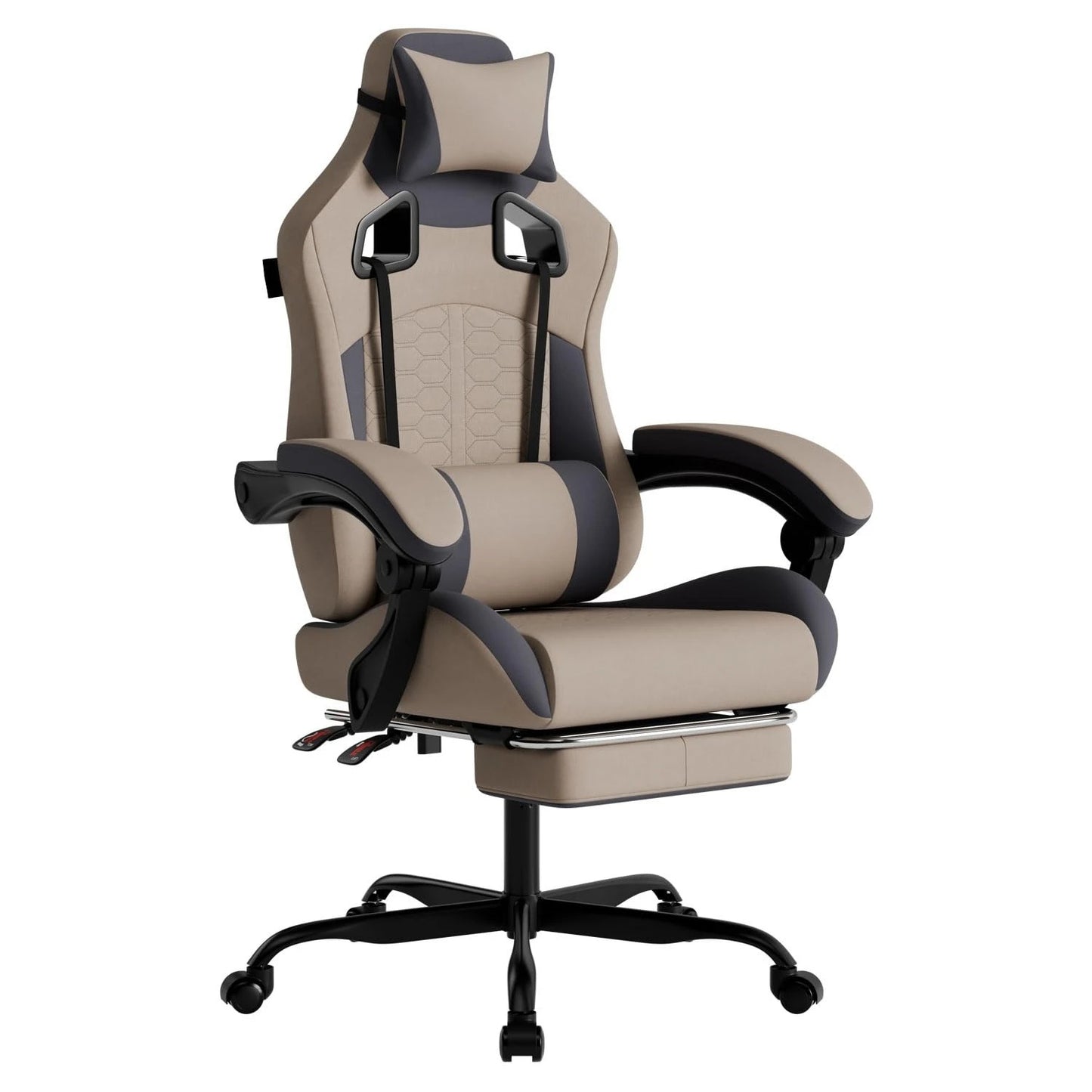 Gaming Massage Chair With Ergonomic Lumbar Support Headrest And Footrest