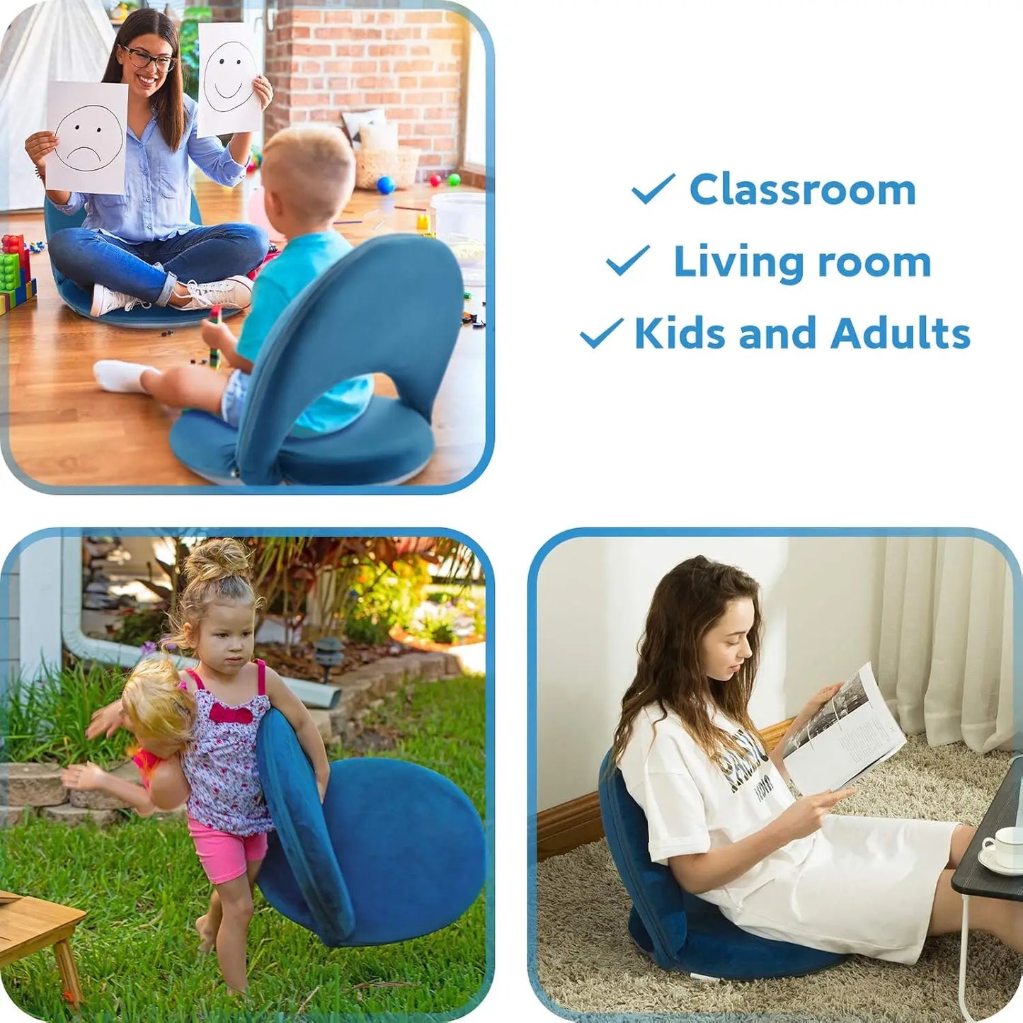 Adjustable Floor Chair With Back Support Foldable For Meditation