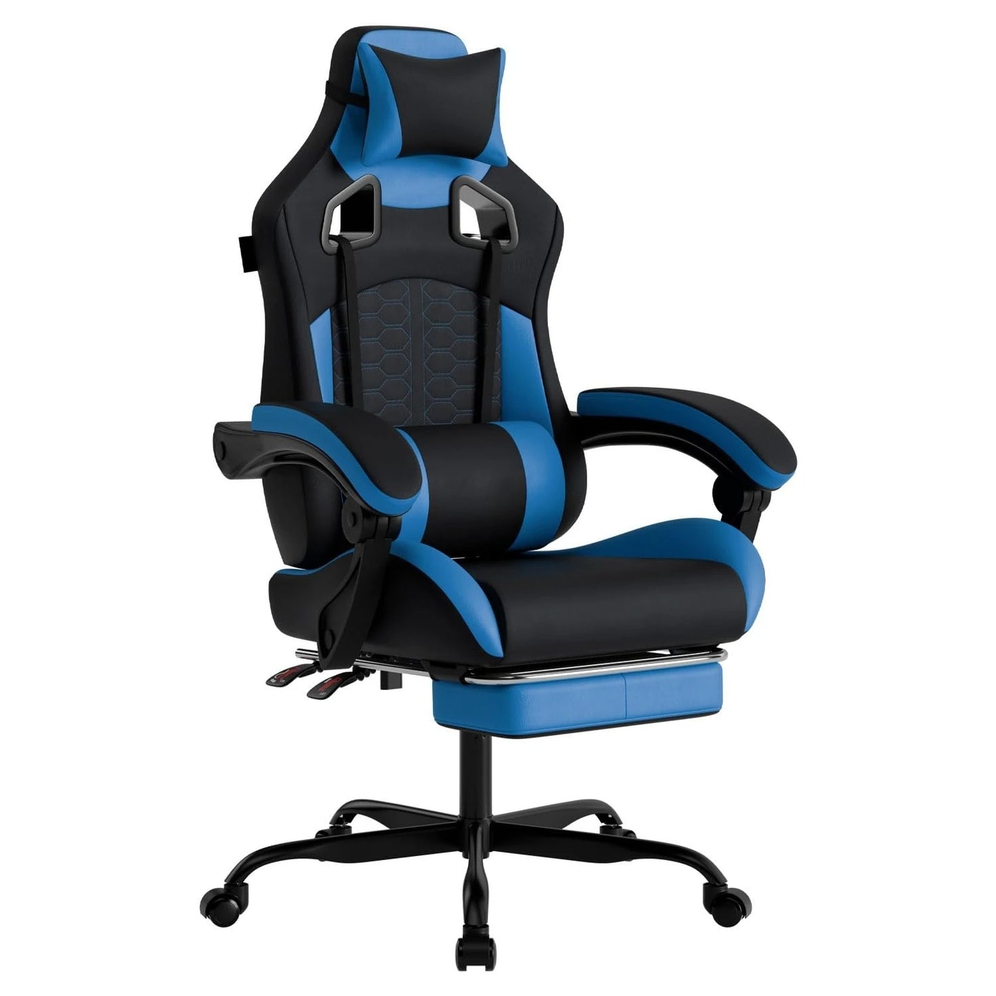 Gaming Massage Chair With Ergonomic Lumbar Support Headrest And Footrest