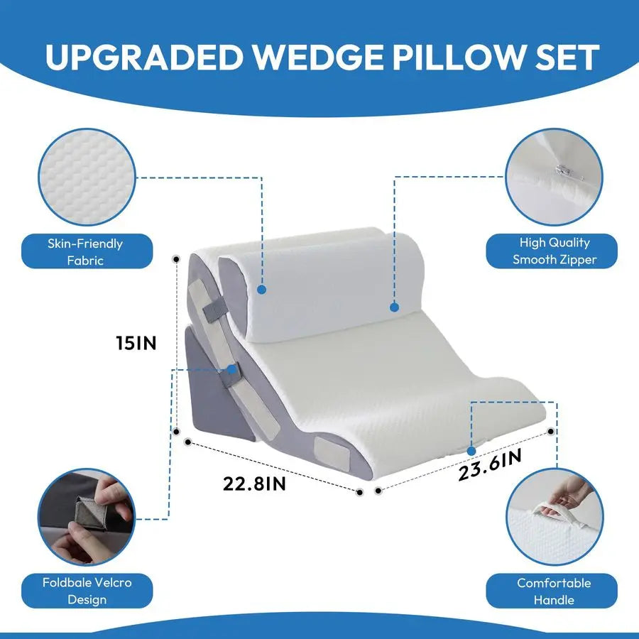 Wedge Pillow Set For After Surgery And Acid Reflux Relief