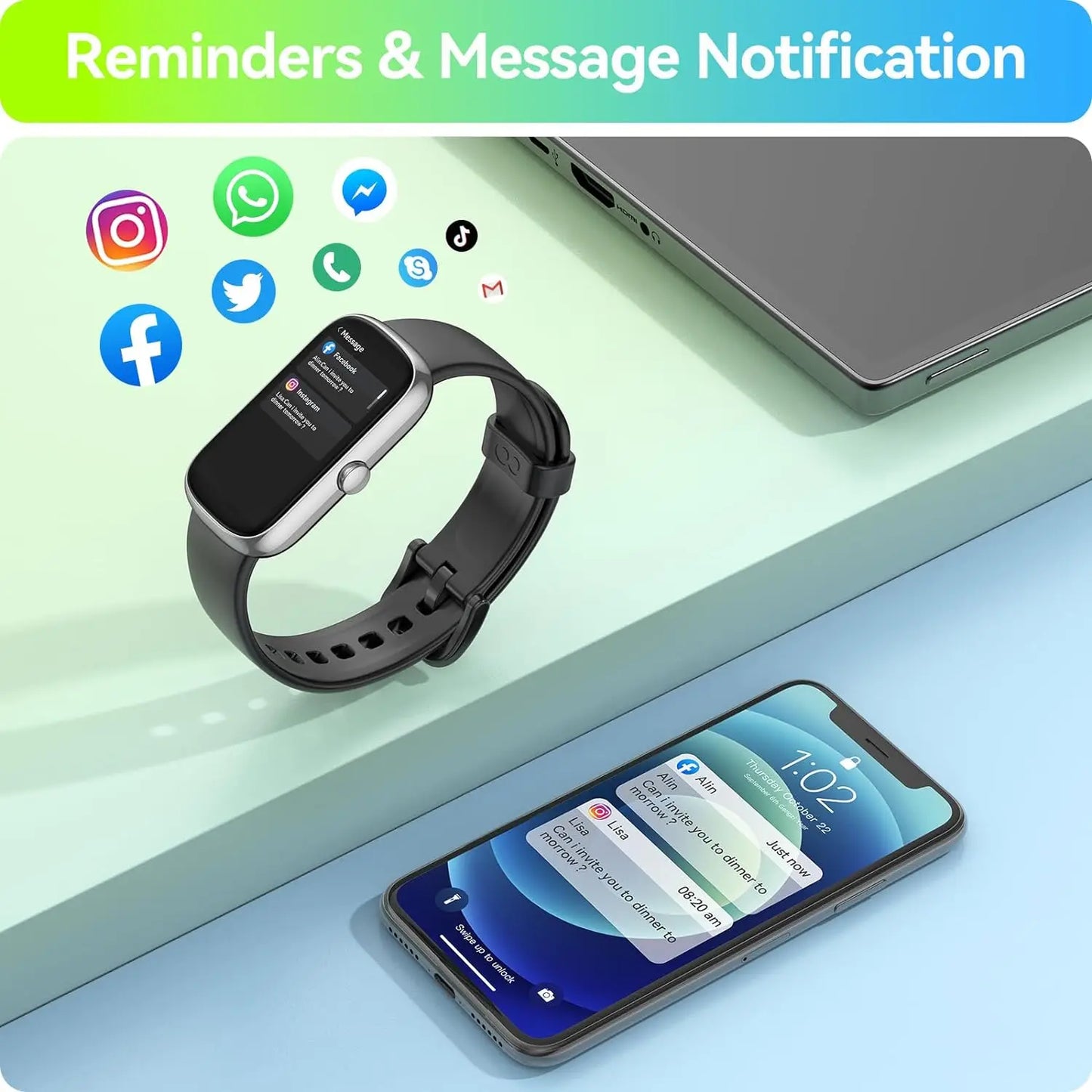 Anyloop Fitness Tracker With Heart Rate SpO2 Sleep Monitor IP68 Waterproof