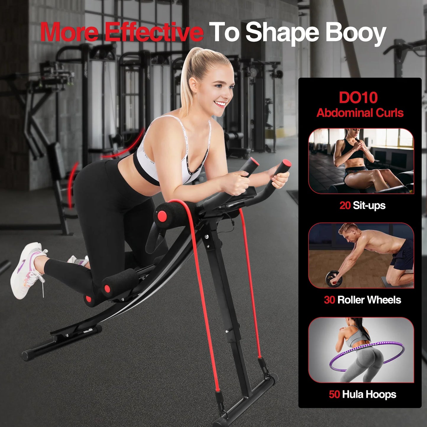 GIKPAL Foldable Ab Machine for Home Gym Abdominal Trainer Display